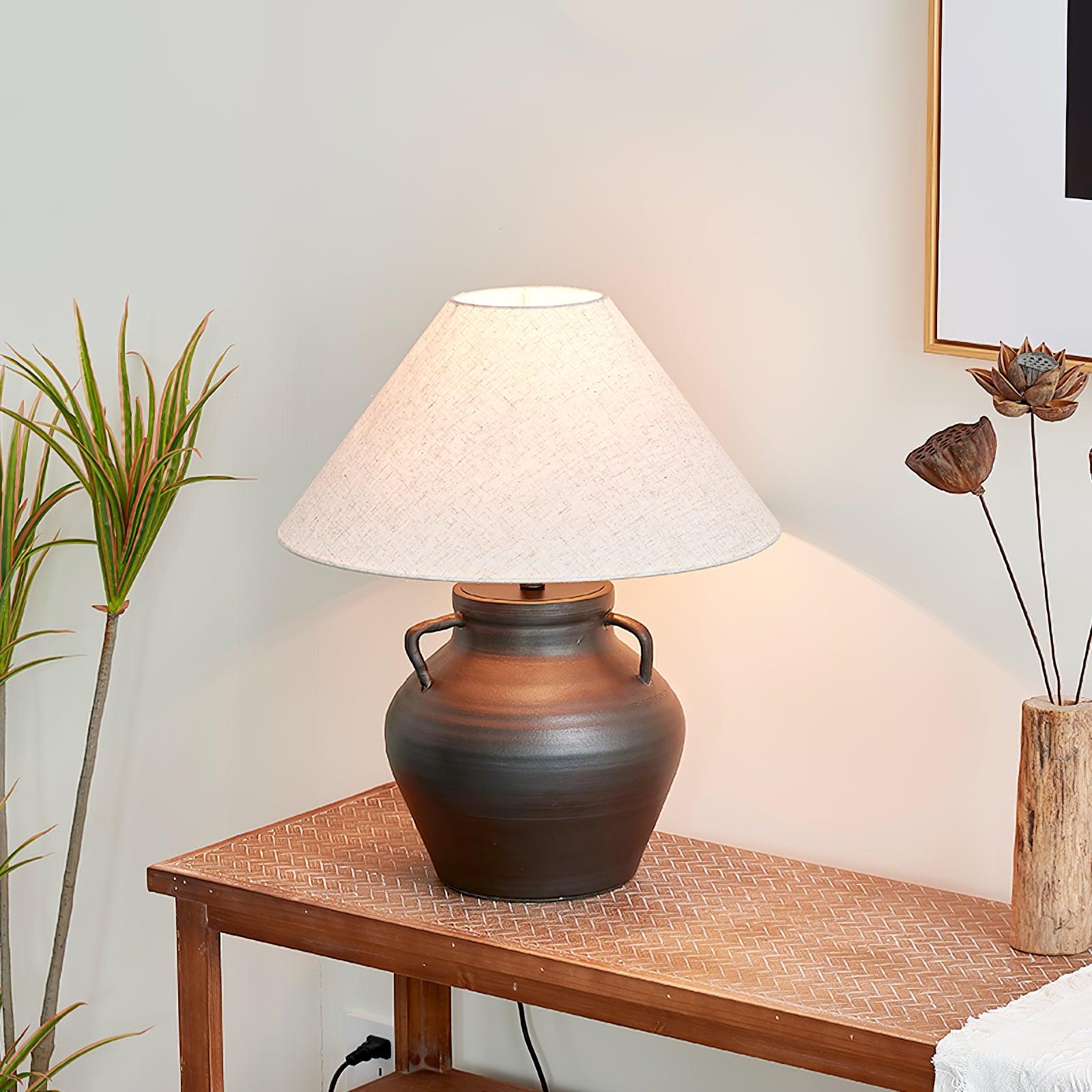 Amfora Fabric Rustic Table Lamp