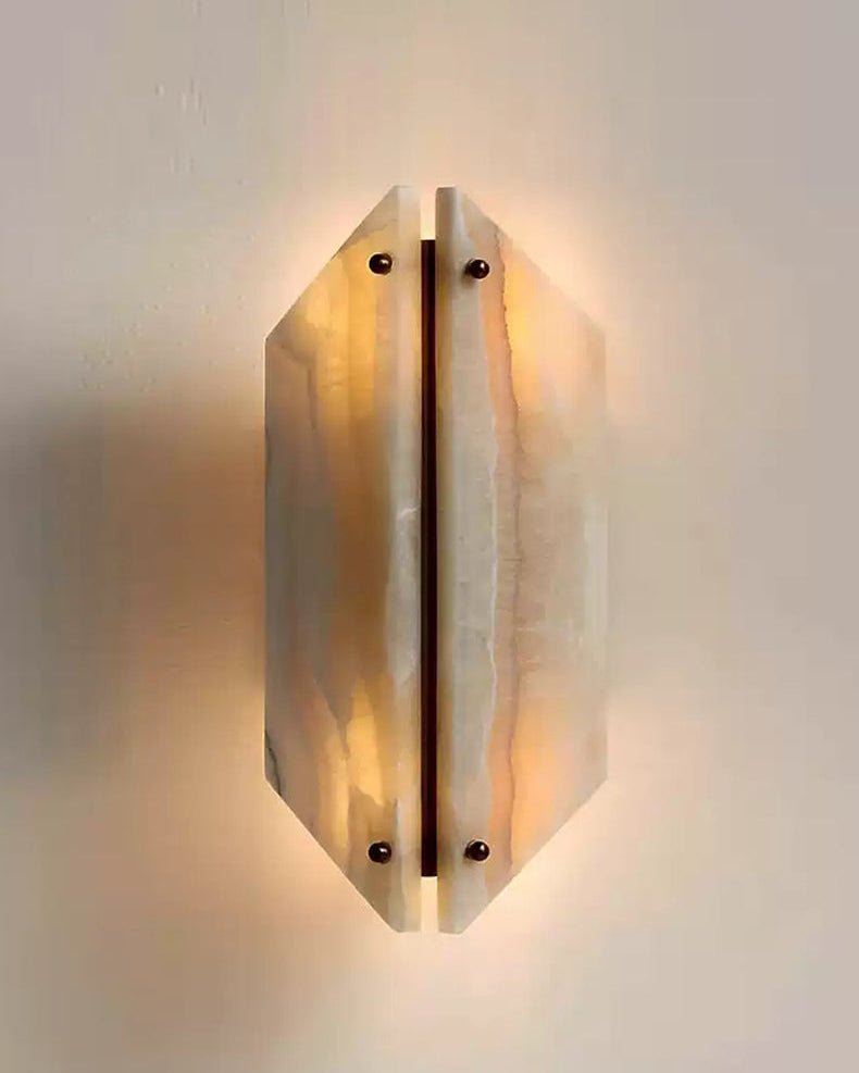 Zynx Modern White Alabaste Crest Wall Lamp