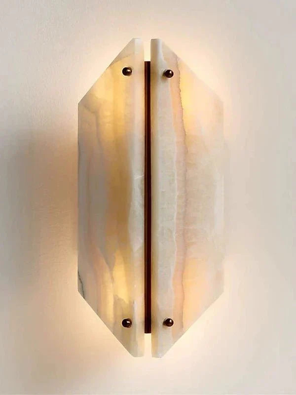 Zynx Modern White Alabaste Crest Wall Lamp