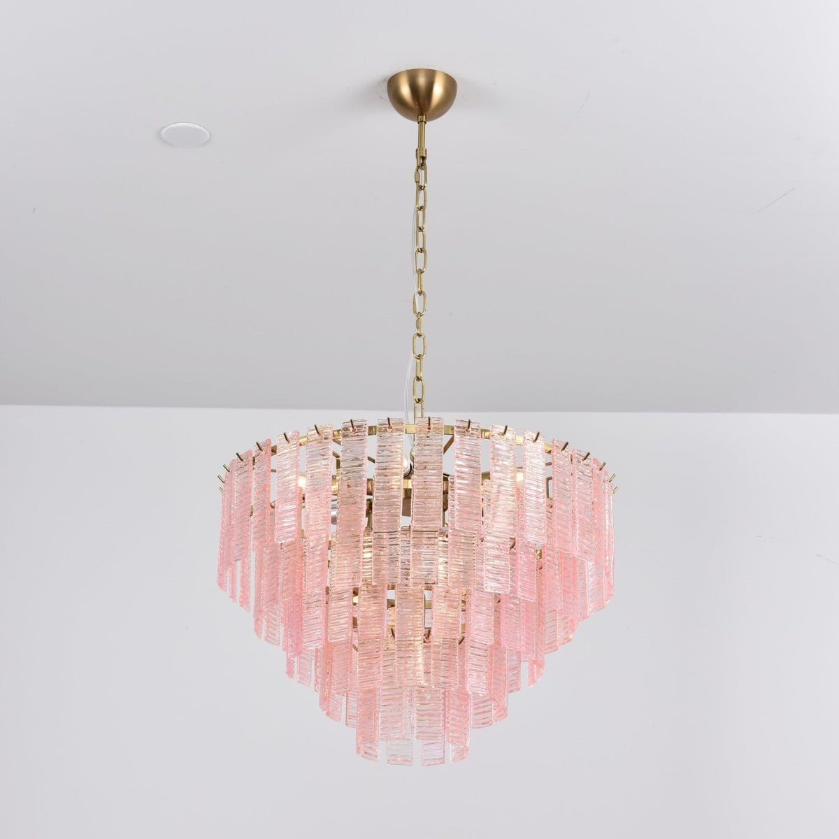 Lioririan Chandelier Pink Murano Glass Layered Vintage Luxury