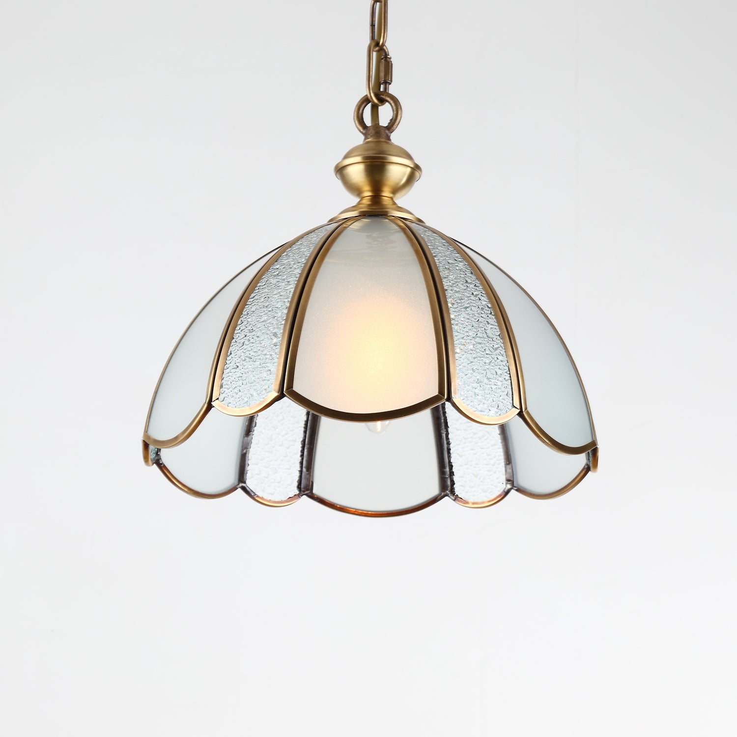 Lunell Traditional Art Brass Glass Pendant Light