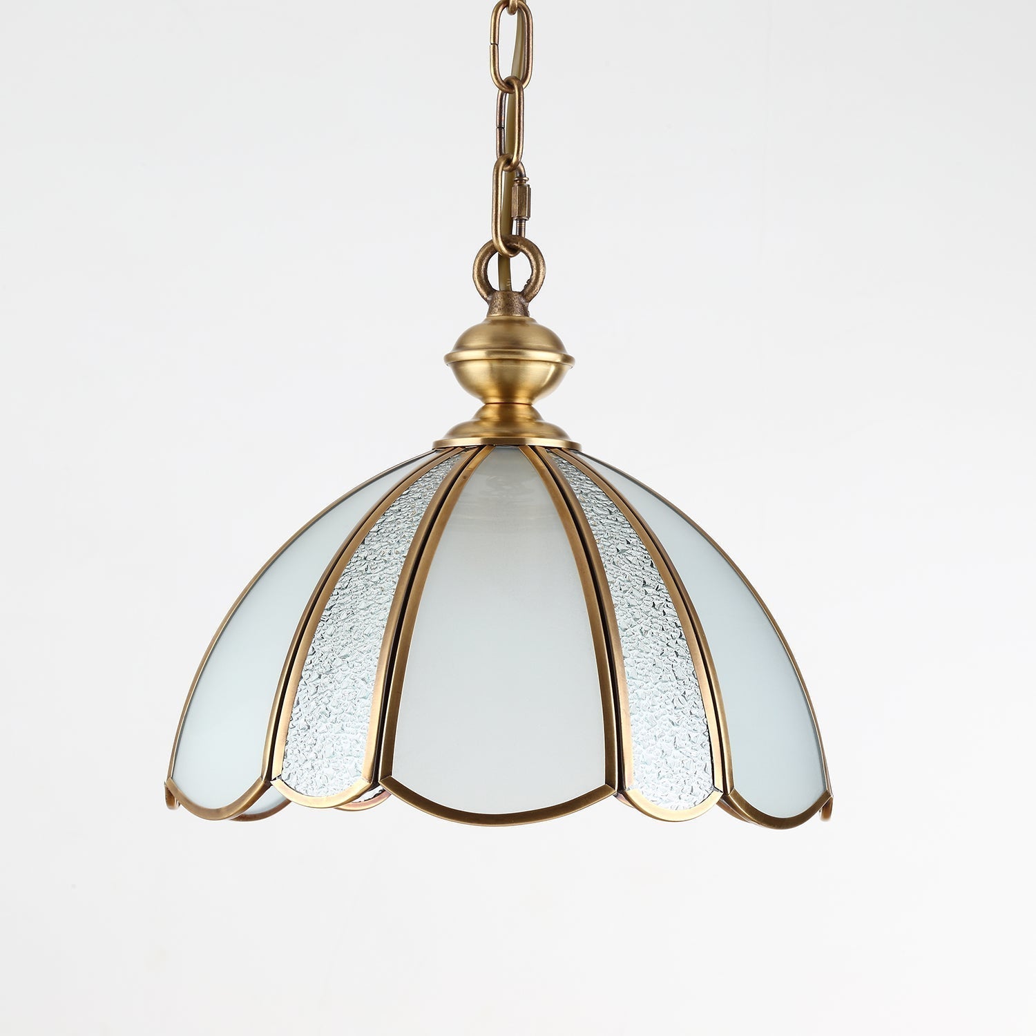 Lunell Traditional Art Brass Glass Pendant Light