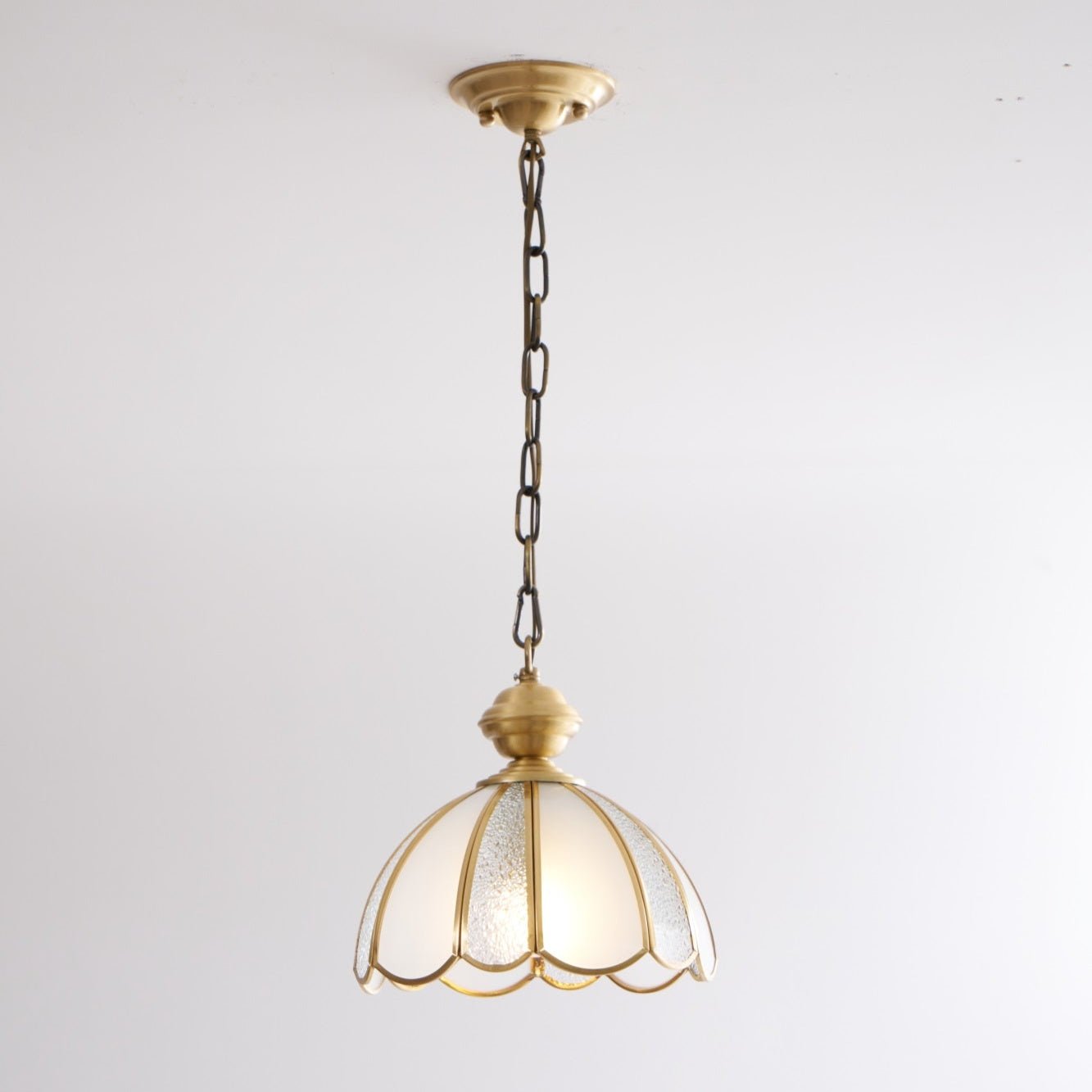 Lunell Traditional Art Brass Glass Pendant Light