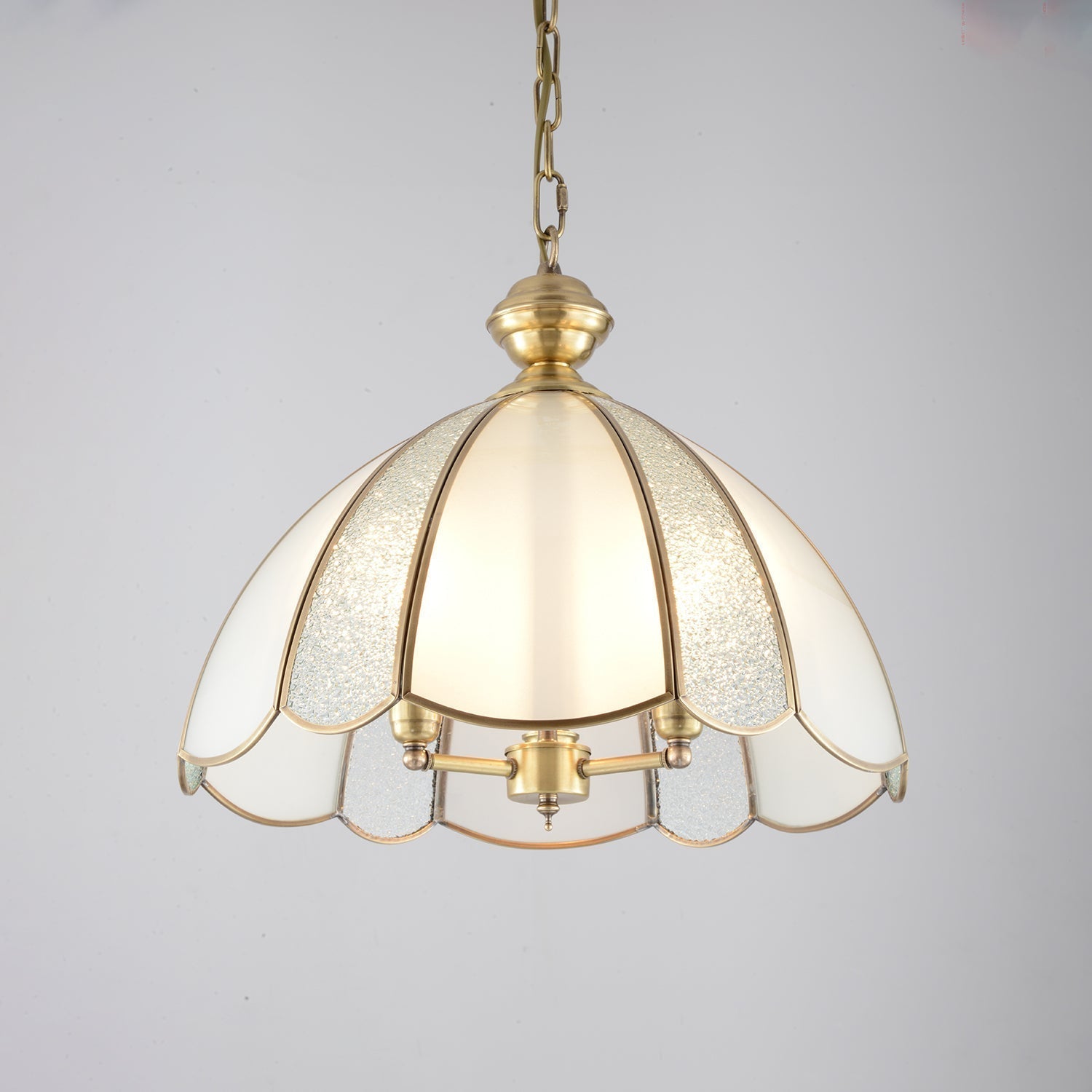 Lunell Traditional Art Brass Glass Pendant Light