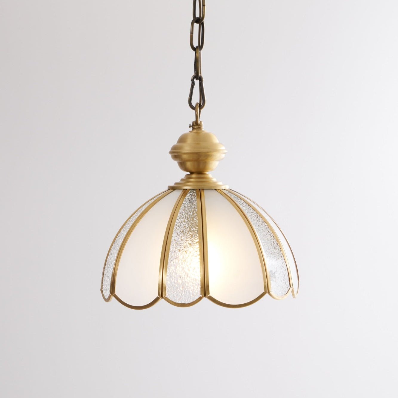 Lunell Traditional Art Brass Glass Pendant Light
