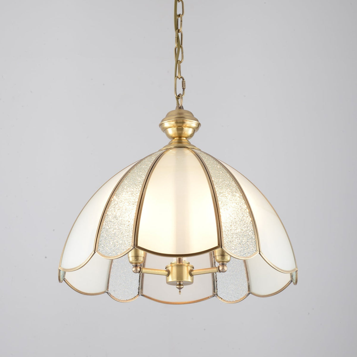 Lunell Traditional Art Brass Glass Pendant Light