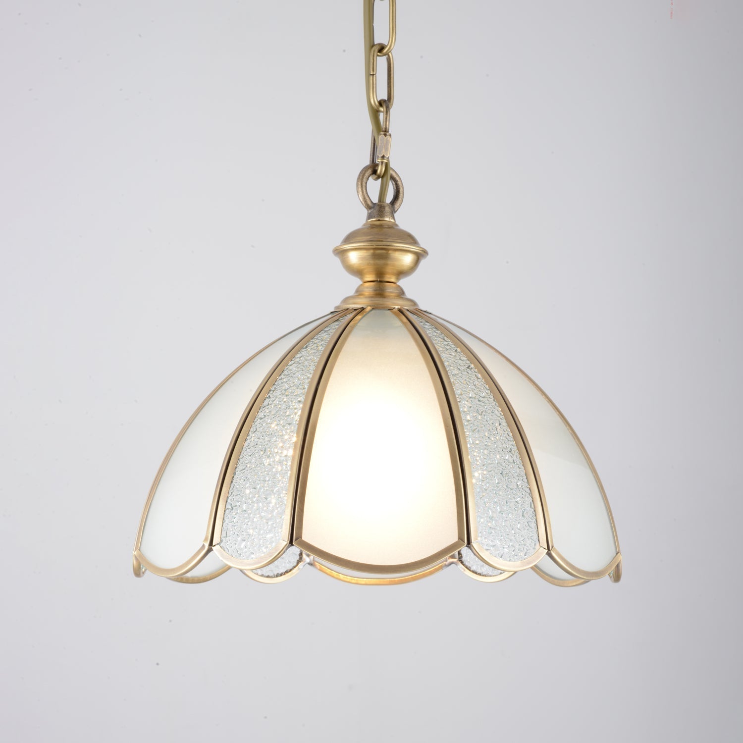 Lunell Traditional Art Brass Glass Pendant Light