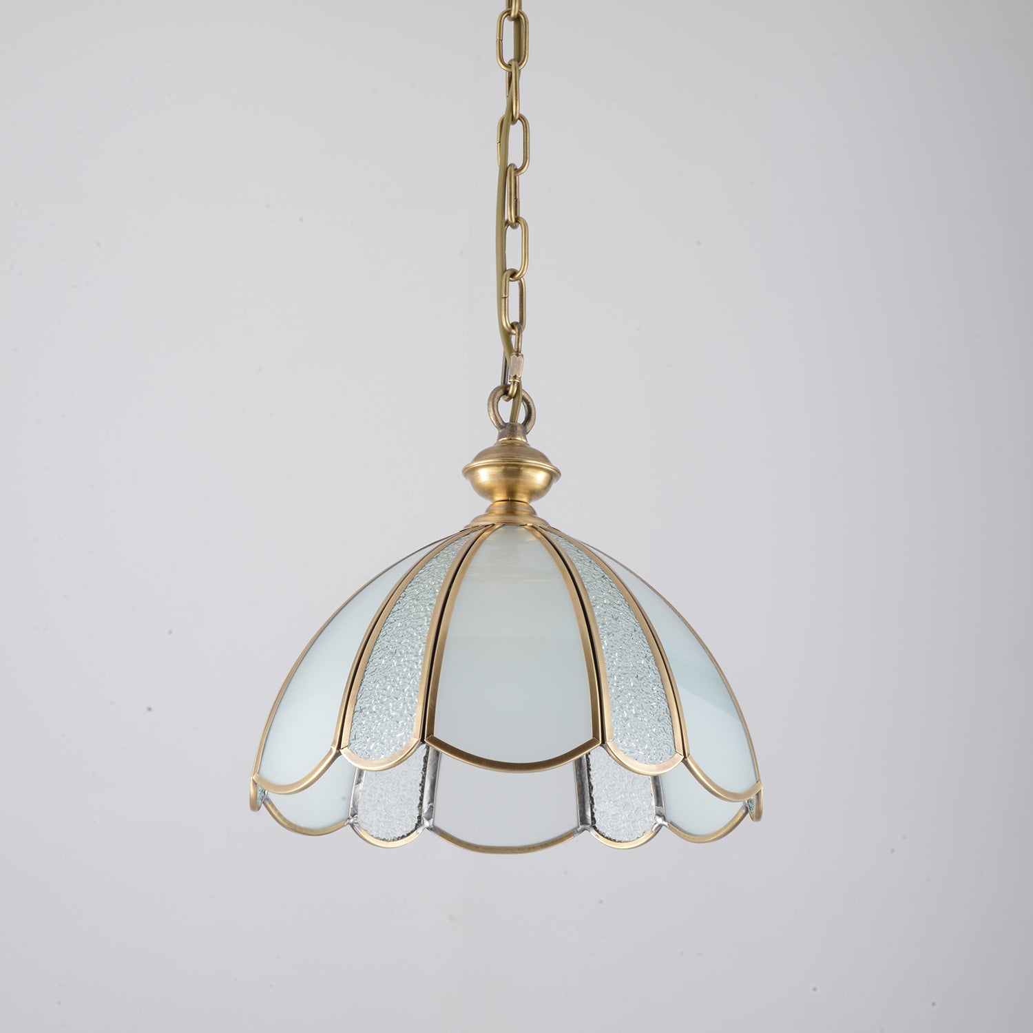 Lunell Traditional Art Brass Glass Pendant Light