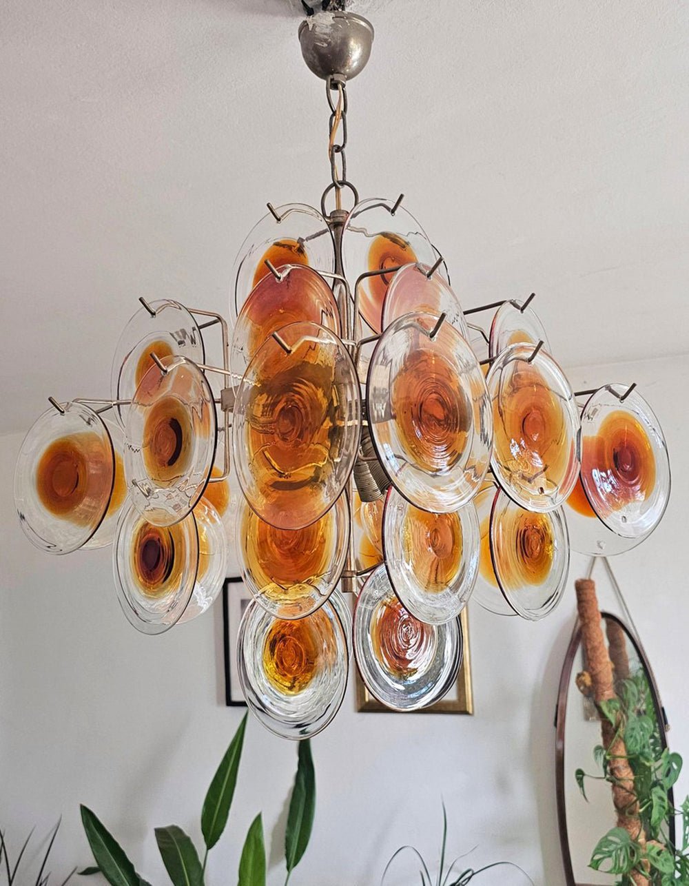 Velarissa Chandelier Murano Glass Disc Mid Century