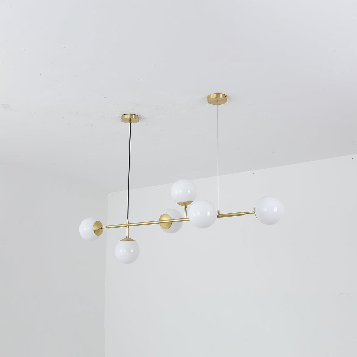 Yorvin Pendant Lamp Orb Brass Glass for Living Room