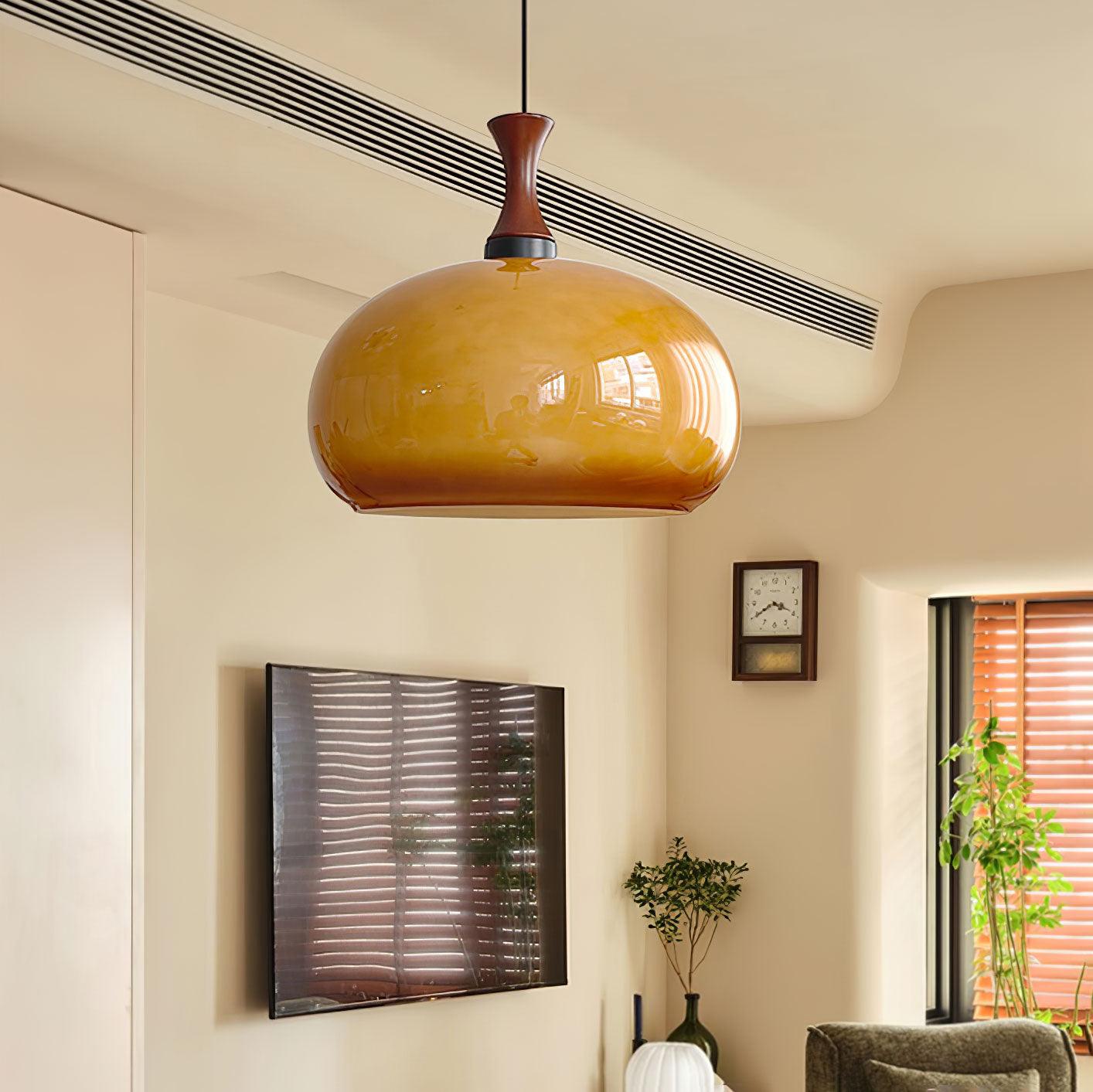 Gyls Modern Minimalist Wood Glass Pendant Lamp