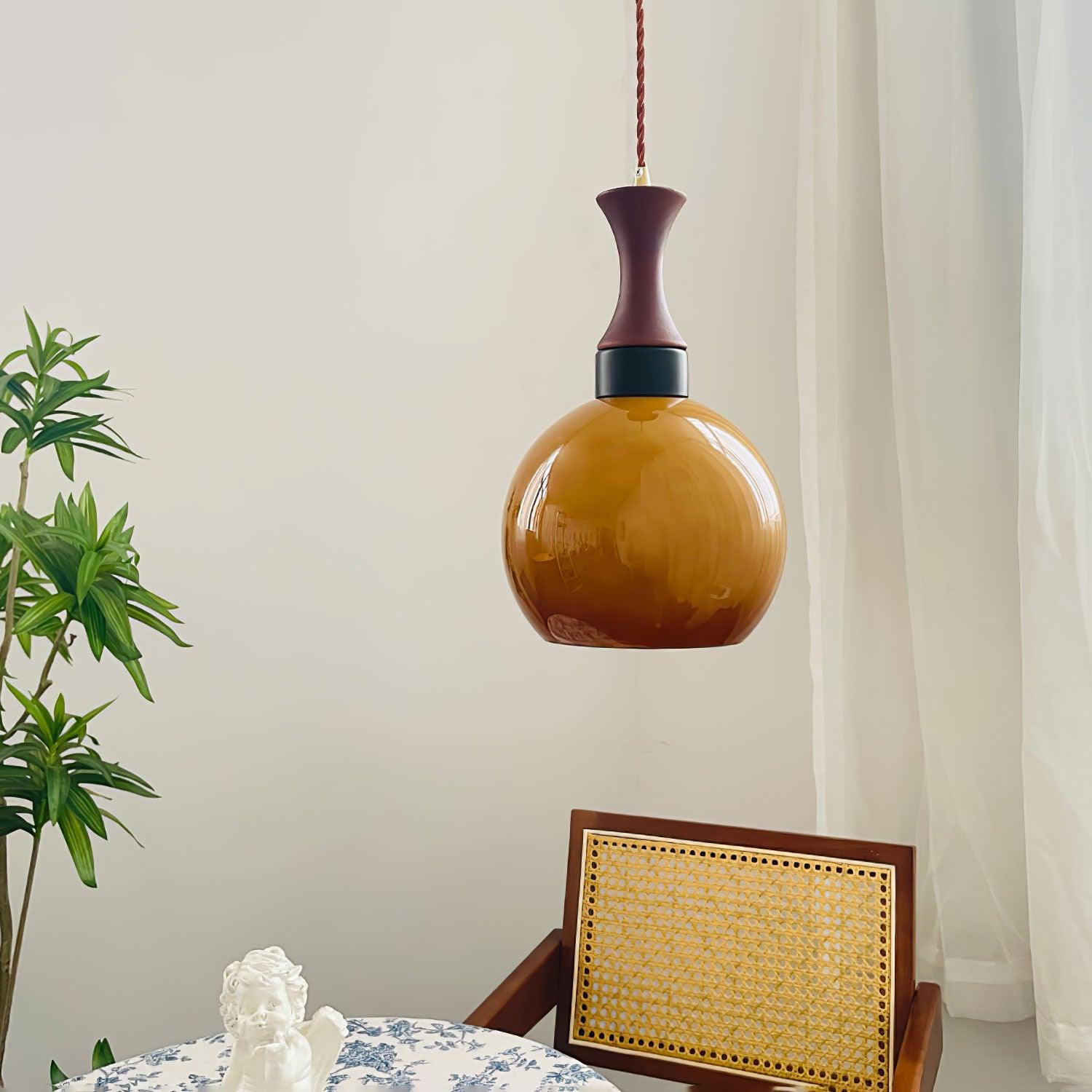 Gyls Modern Minimalist Wood Glass Pendant Lamp