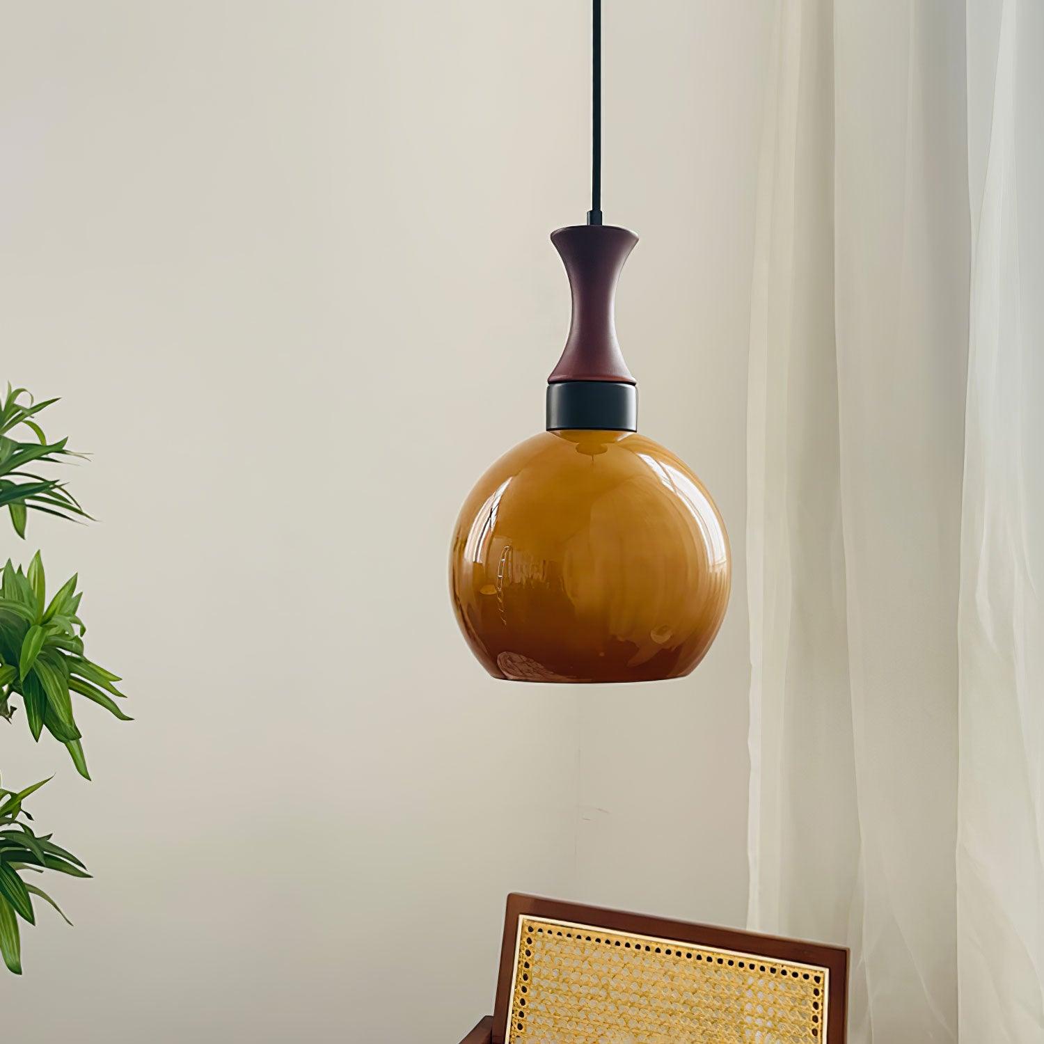 Gyls Modern Minimalist Wood Glass Pendant Lamp
