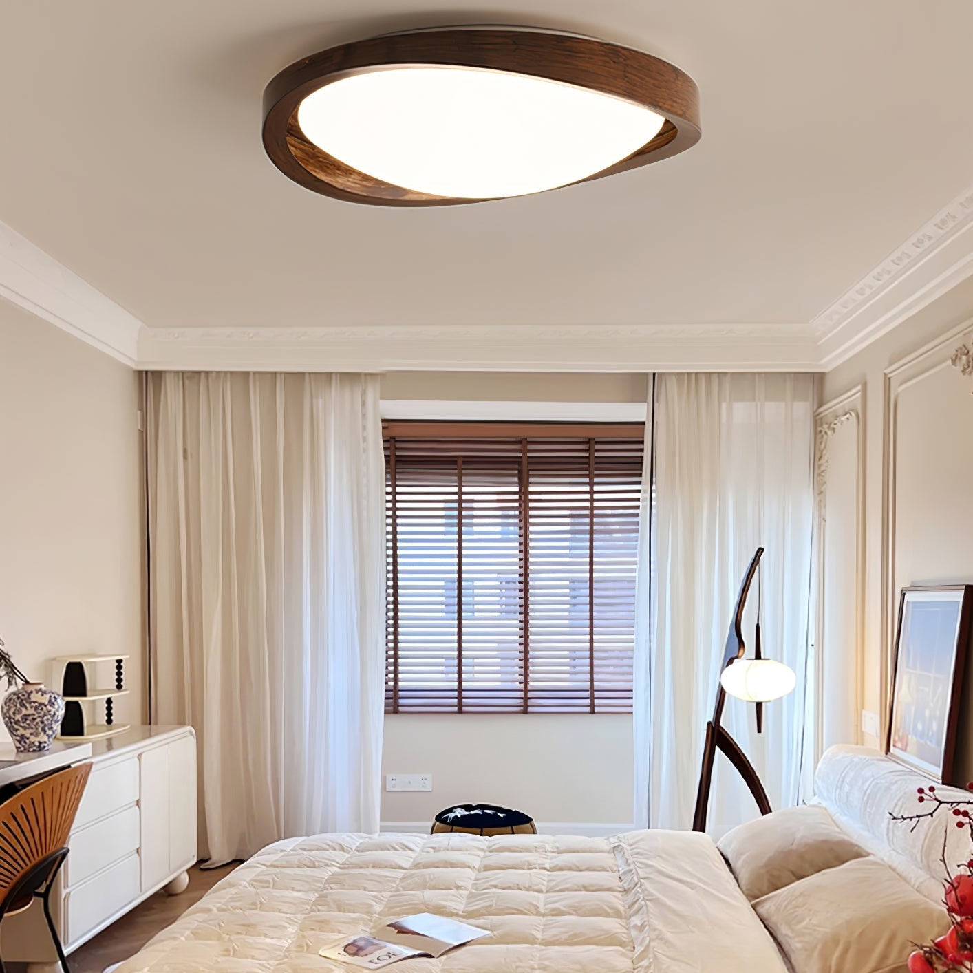 Solara Ceiling Light Walnut Curved Edge Oval Nordic - Neutral Decor