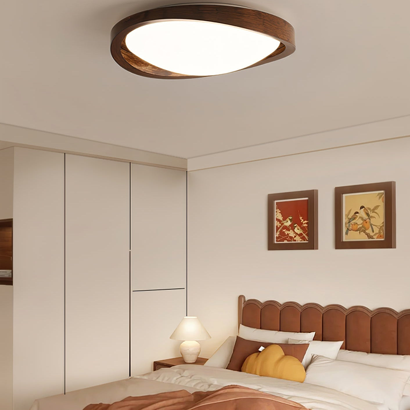 Solara Ceiling Light Walnut Curved Edge Oval Nordic - Neutral Decor