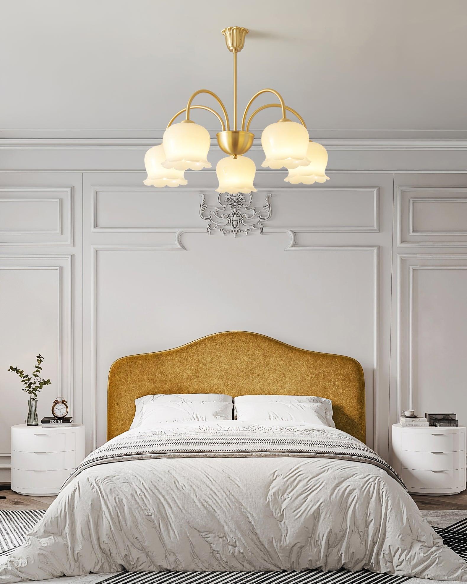 Solenora Chandelier Brass Elegant Curved Arm