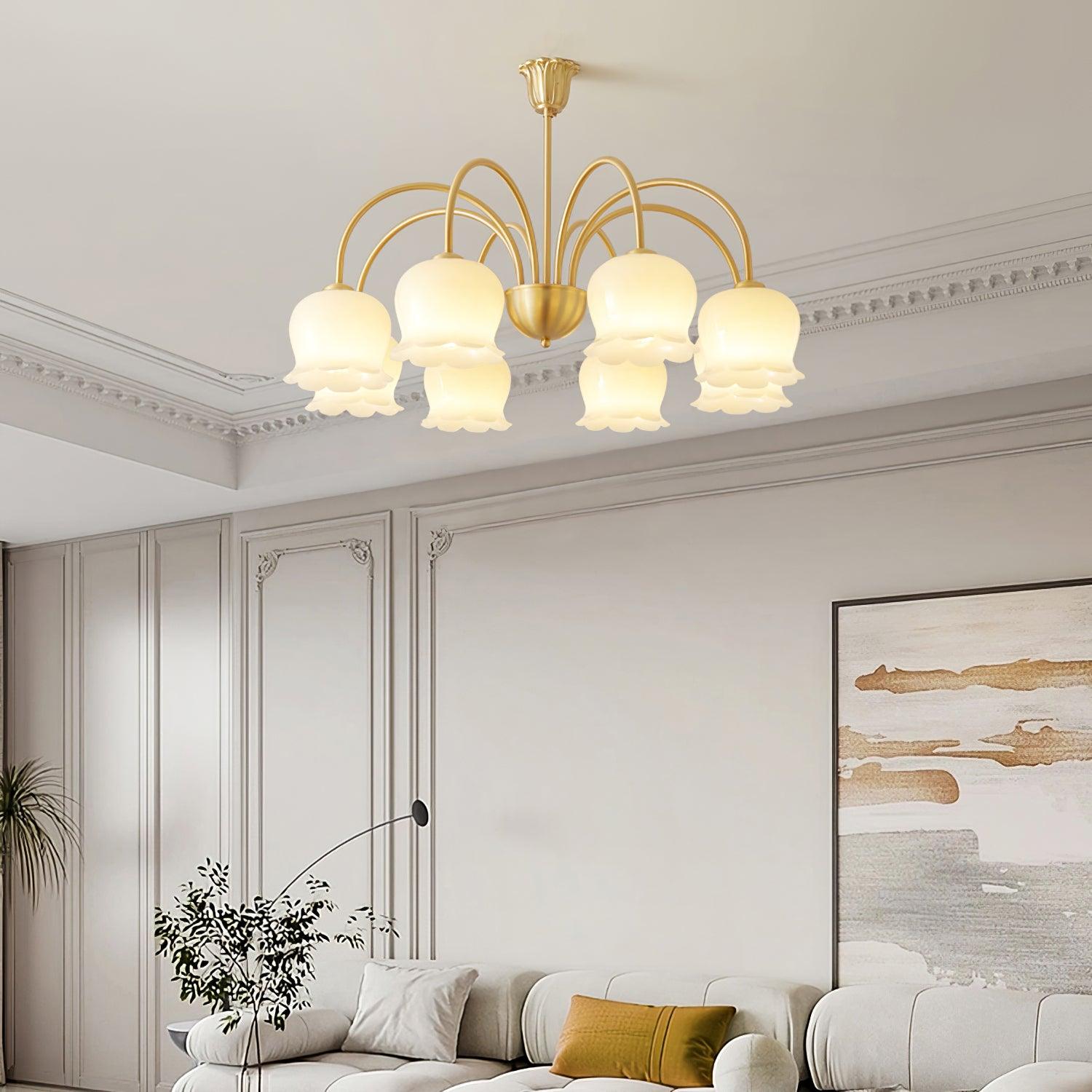 Solenora Chandelier Brass Elegant Curved Arm