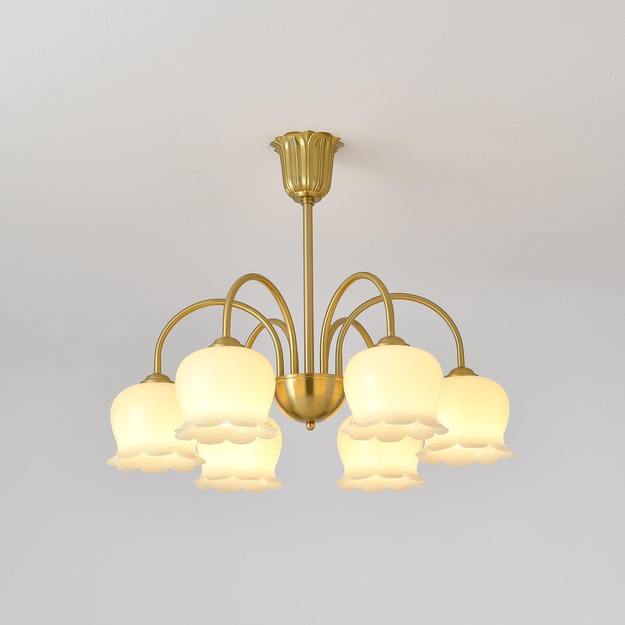 Solenora Chandelier Brass Elegant Curved Arm