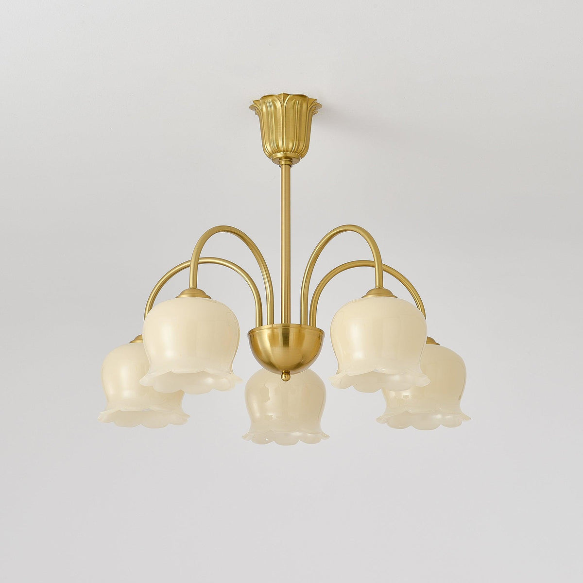 Solenora Chandelier Brass Elegant Curved Arm