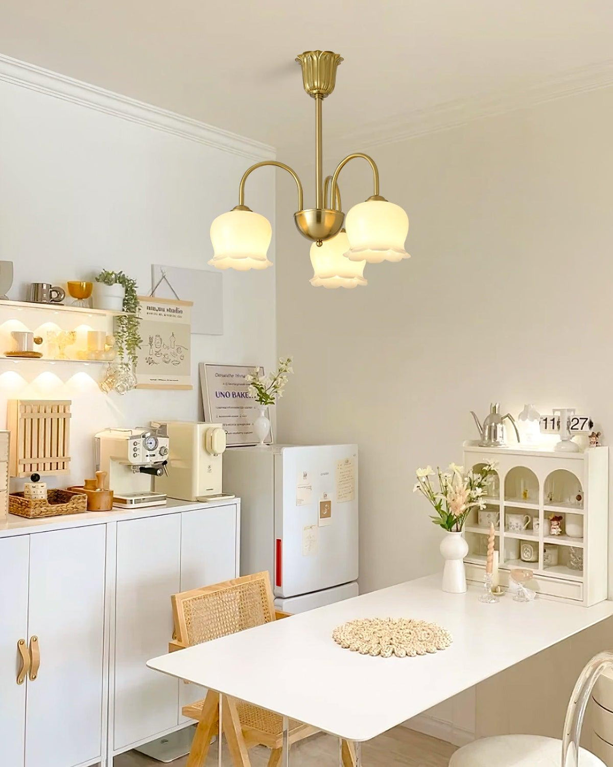 Solenora Chandelier Brass Elegant Curved Arm