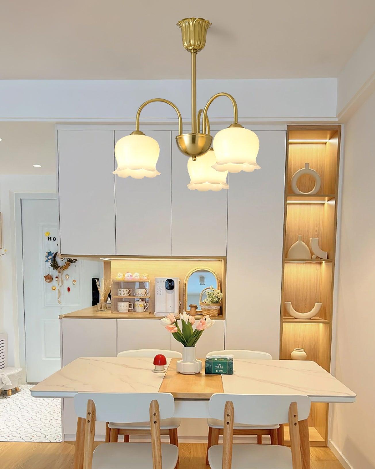 Solenora Chandelier Brass Elegant Curved Arm