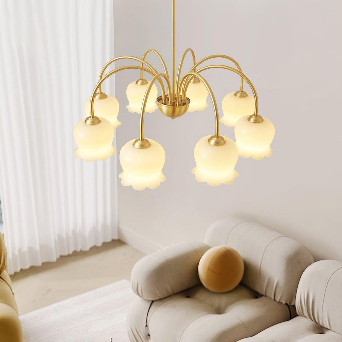 Solenora Chandelier Brass Elegant Curved Arm