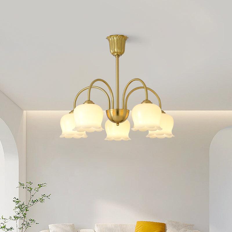 Solenora Chandelier Brass Elegant Curved Arm