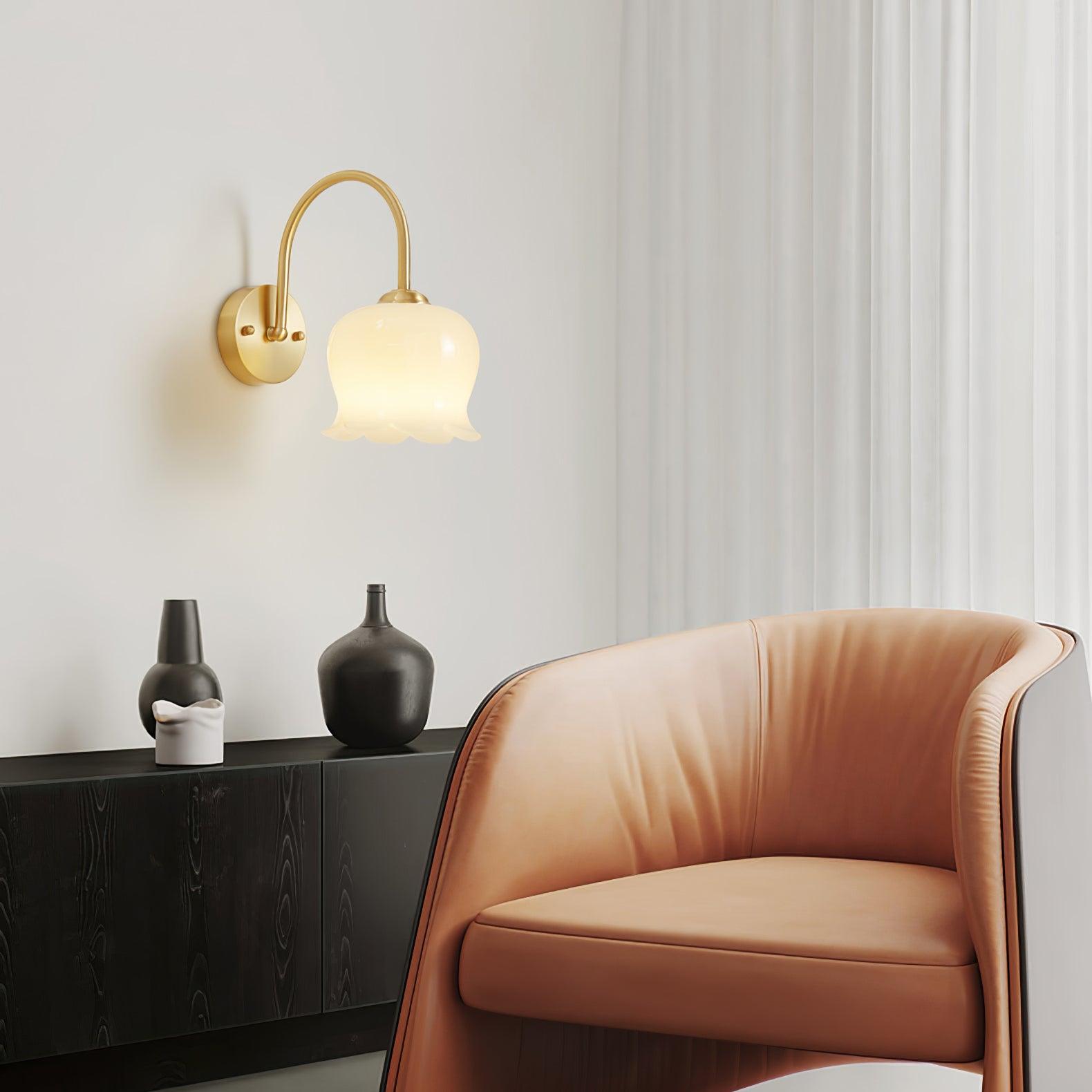 Avcarora Premium Nordic Art Brass Glass Wall Lamp