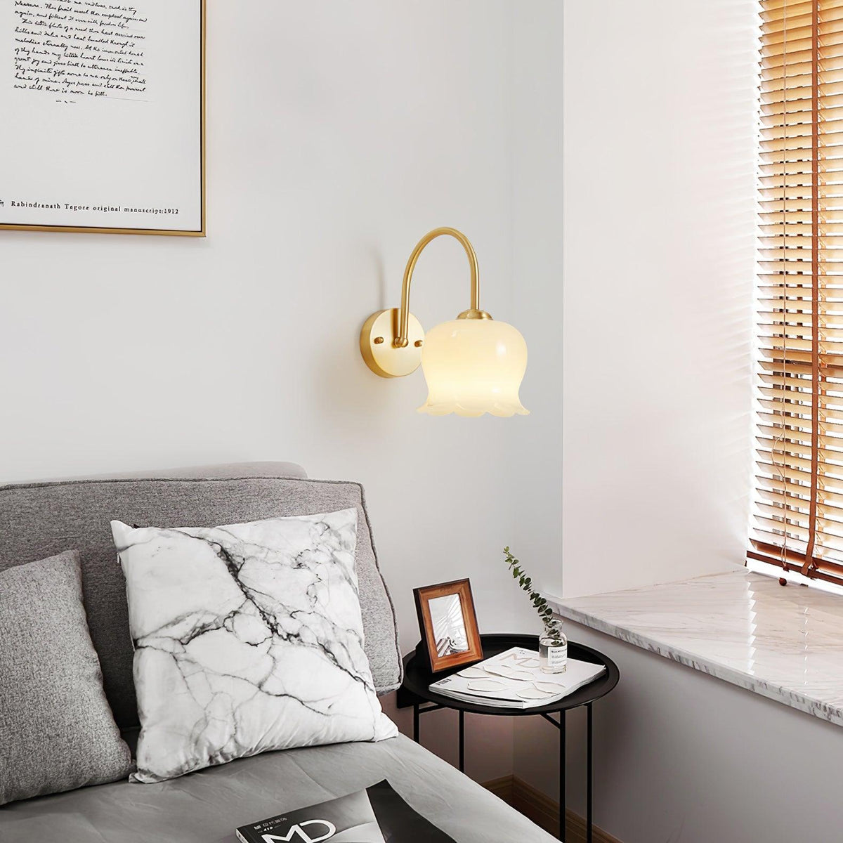 Avcarora Premium Nordic Art Brass Glass Wall Lamp