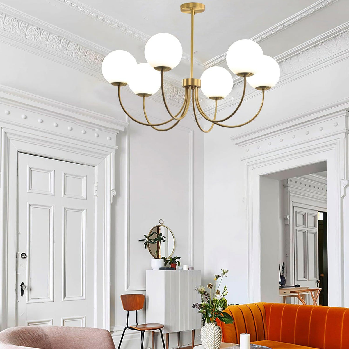 Solalissa Chandelier Orillia Brass Globe Modern