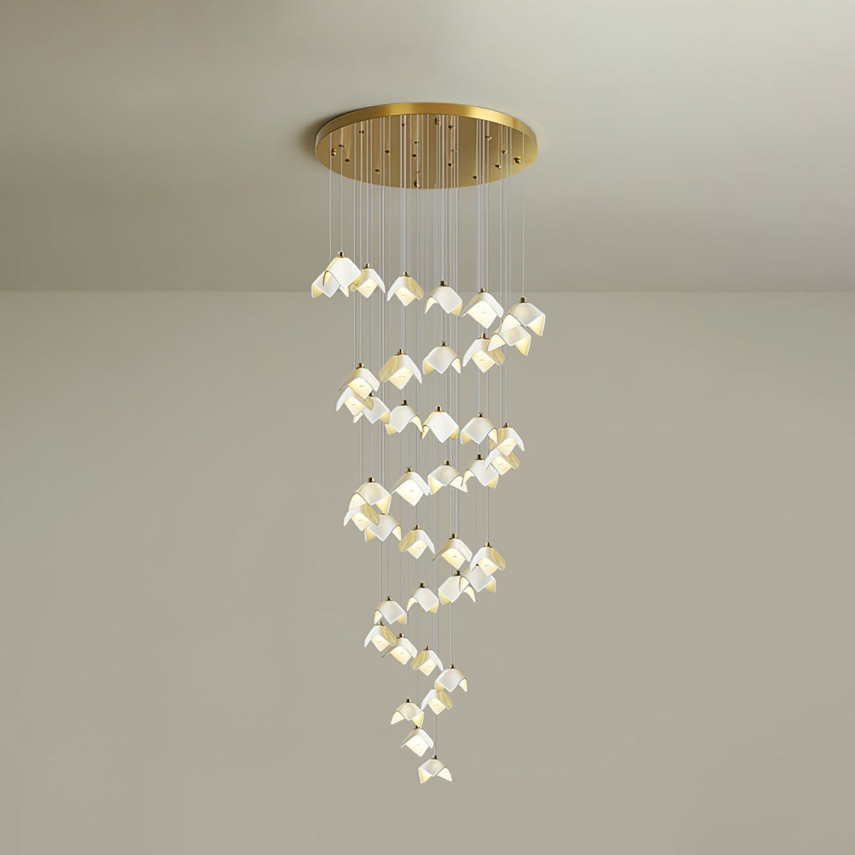Cithayra Geometric Glass Brass Chandelier