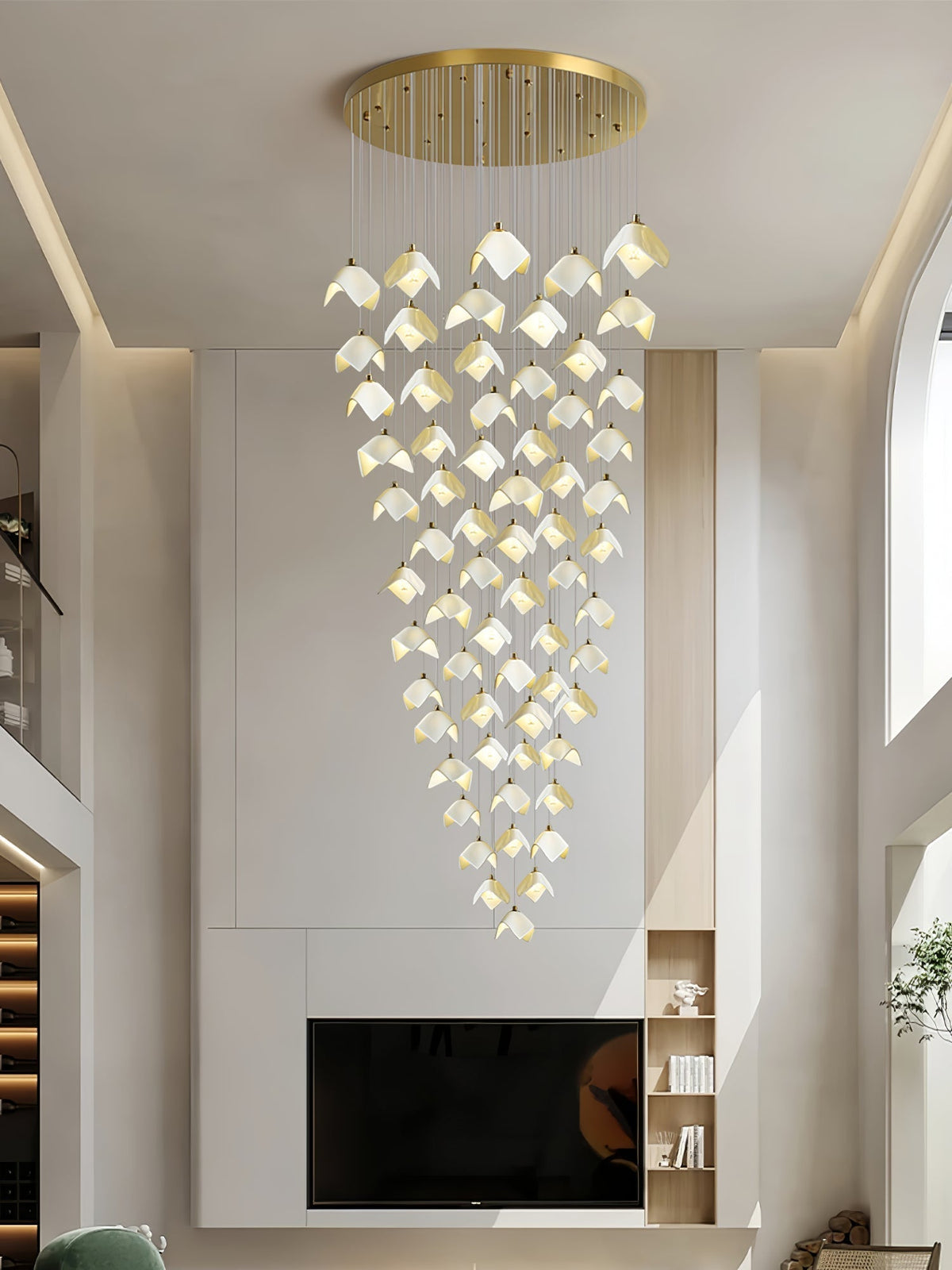 Cithayra Geometric Glass Brass Chandelier