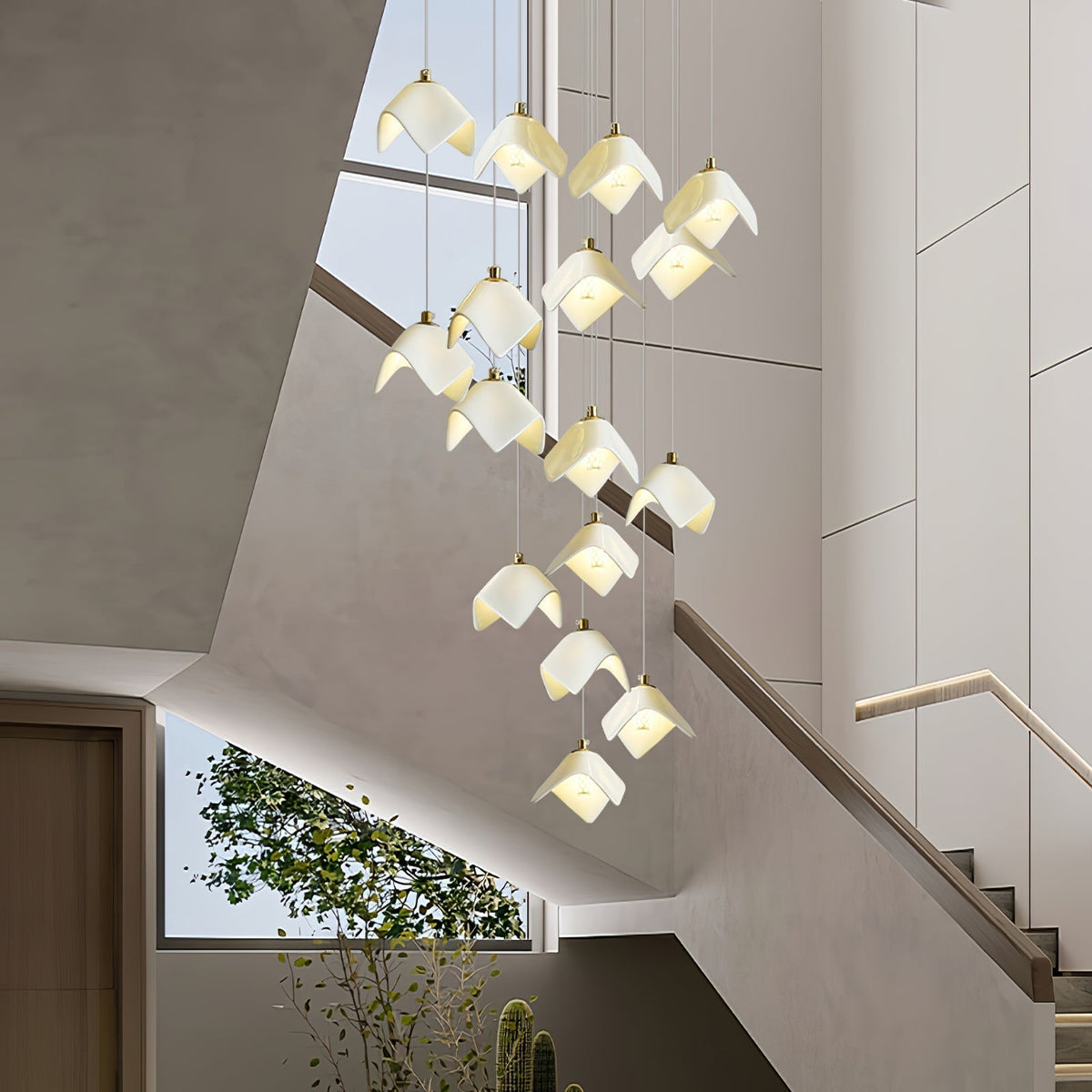 Cithayra Geometric Glass Brass Chandelier