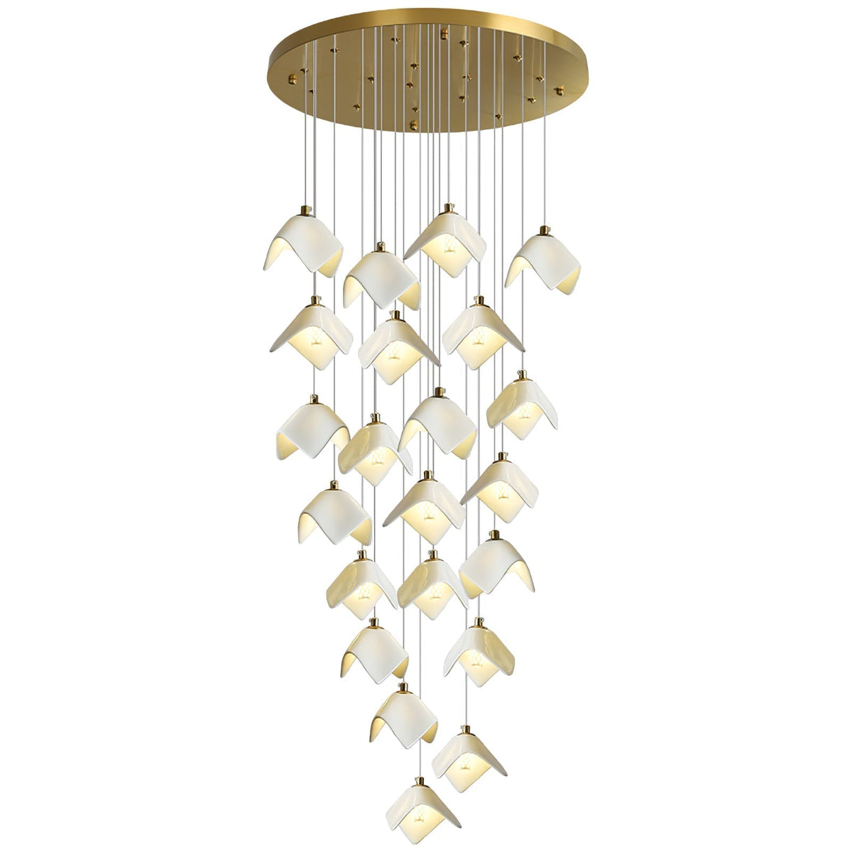 Cithayra Geometric Glass Brass Chandelier