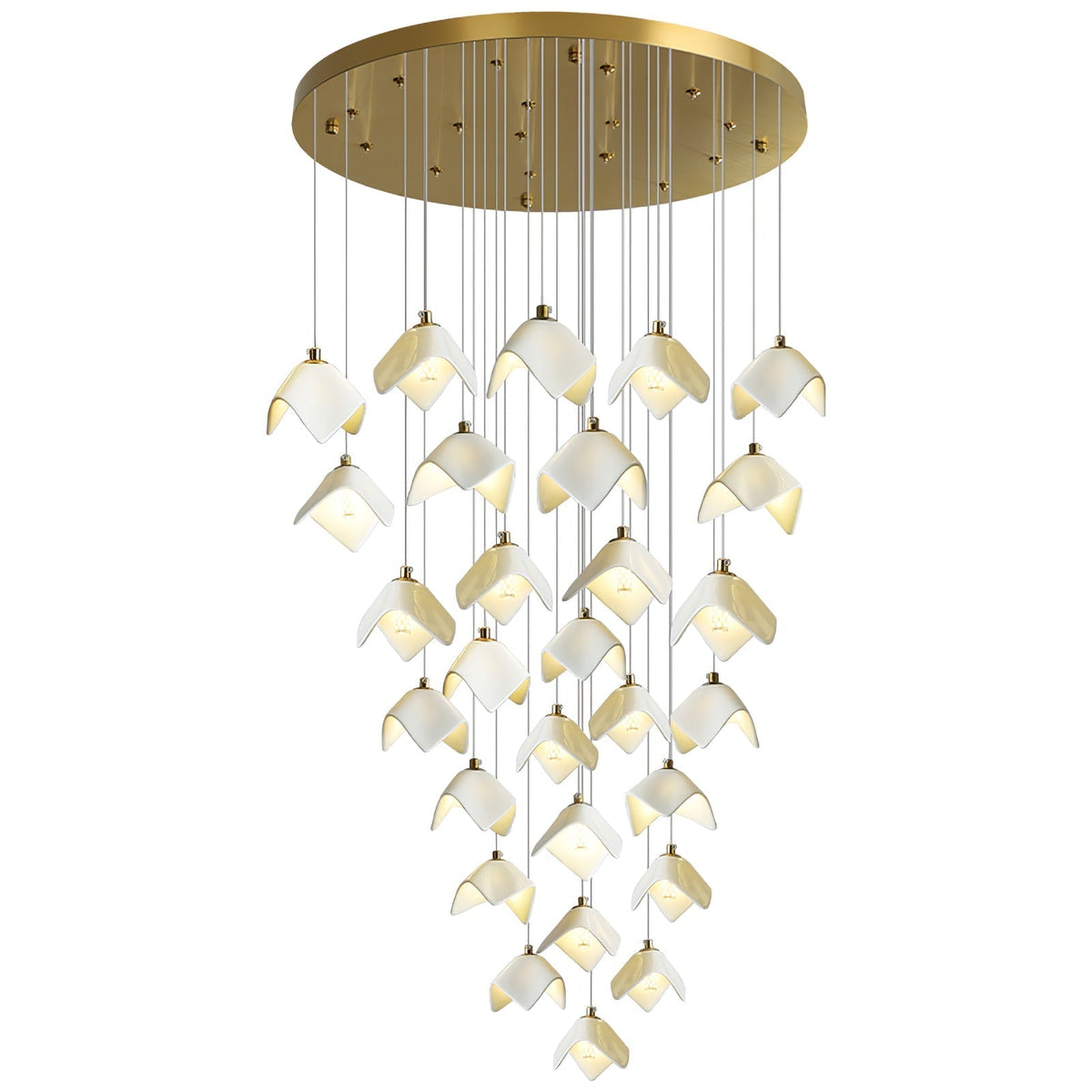 Cithayra Geometric Glass Brass Chandelier