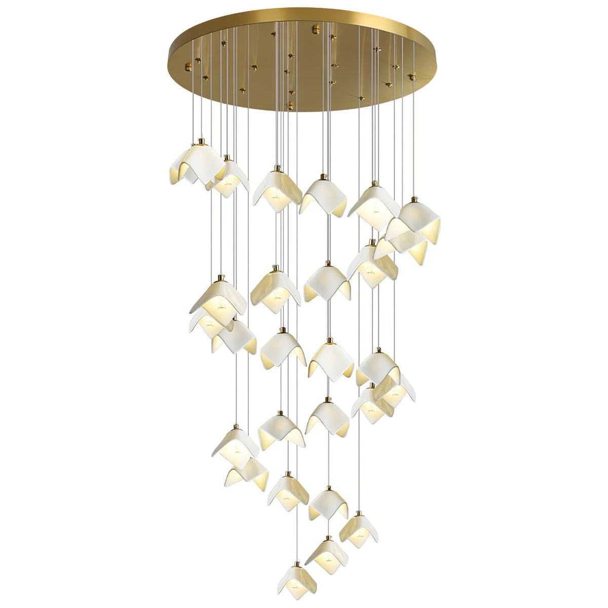 Cithayra Geometric Glass Brass Chandelier