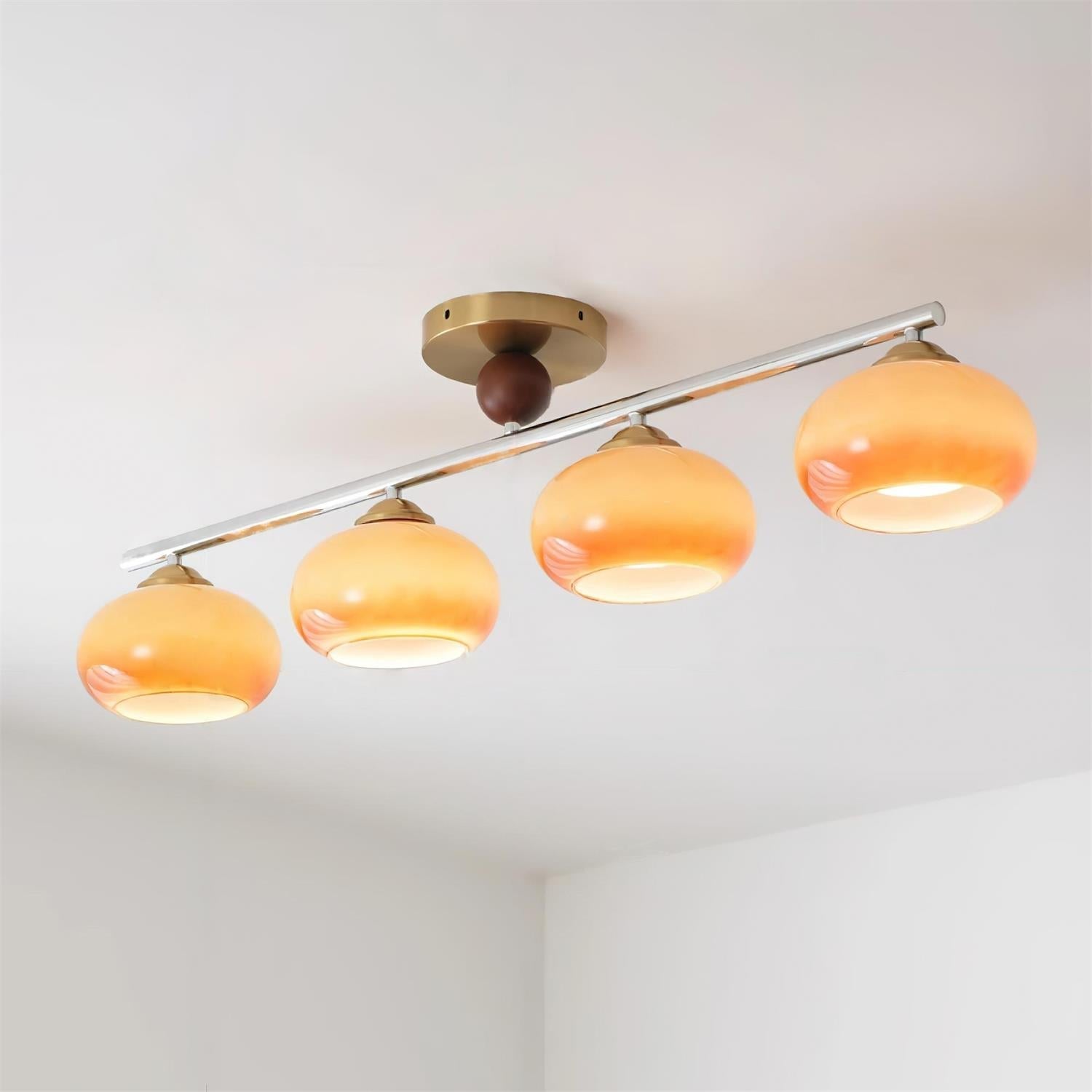 Aubrelle 4-Light Amber Glass Globe Ceiling Fixture - Neutral Decor