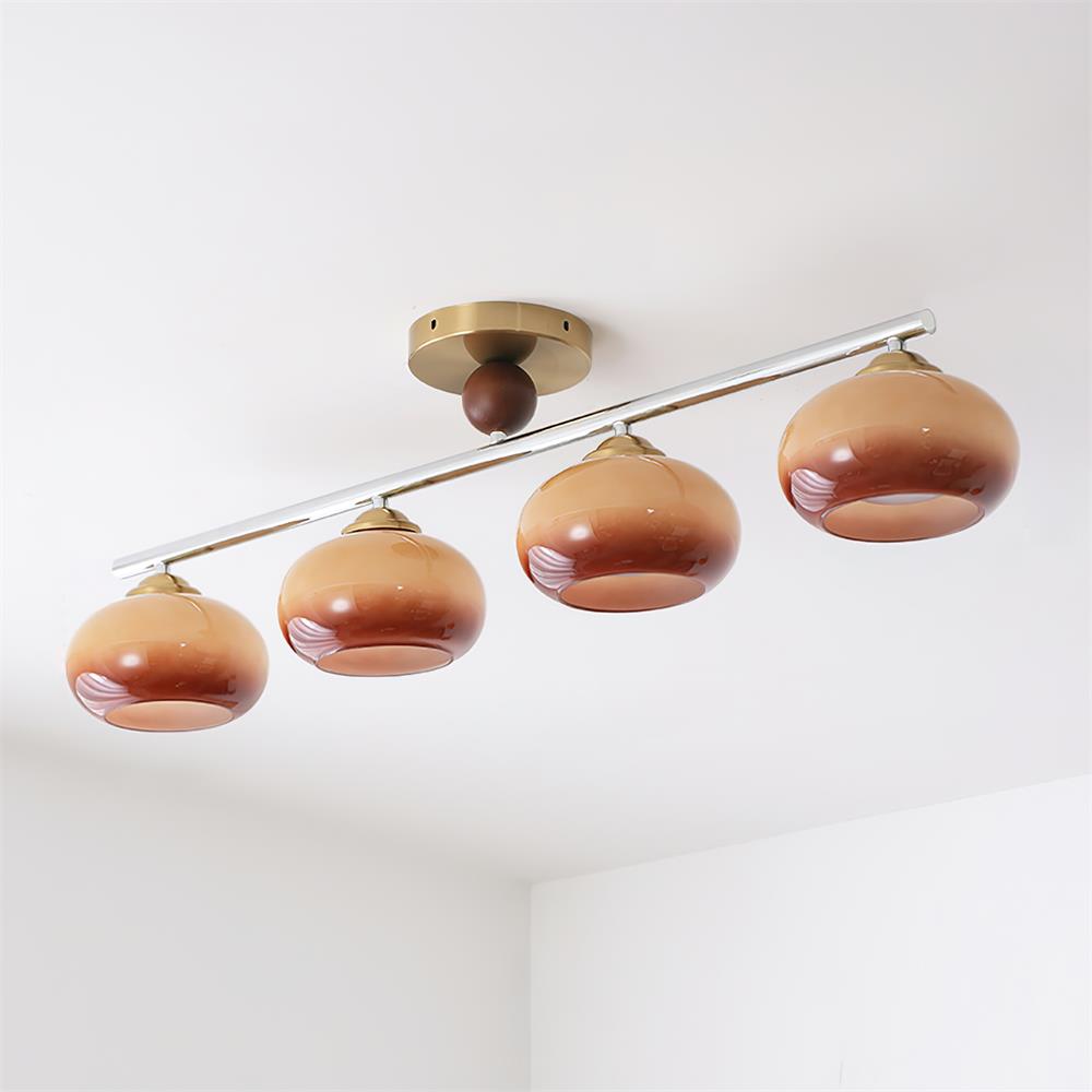 Aubrelle 4-Light Amber Glass Globe Ceiling Fixture - Neutral Decor