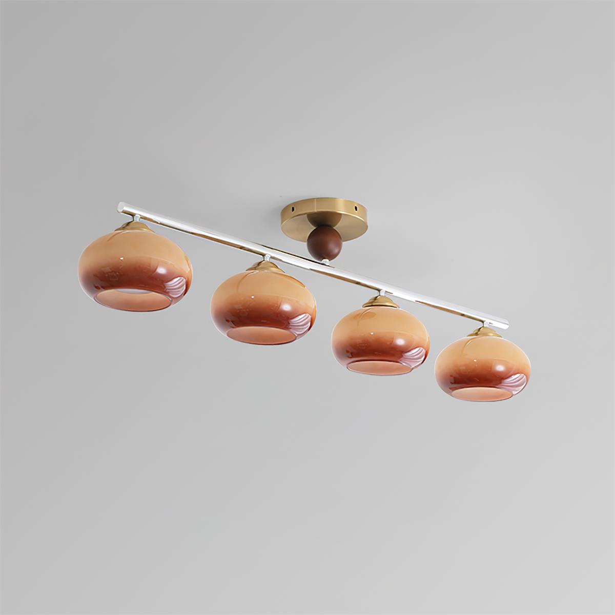 Aubrelle 4-Light Amber Glass Globe Ceiling Fixture - Neutral Decor