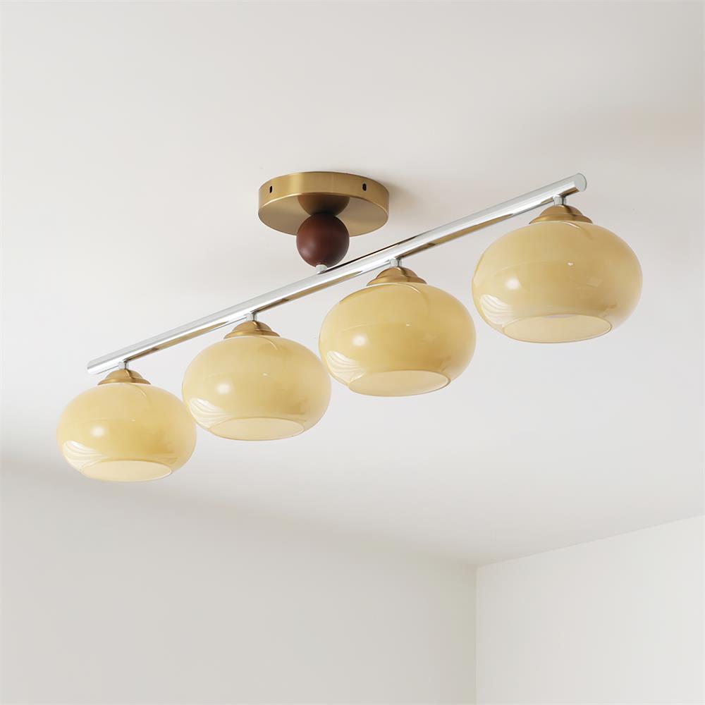 Aubrelle 4-Light Amber Glass Globe Ceiling Fixture - Neutral Decor