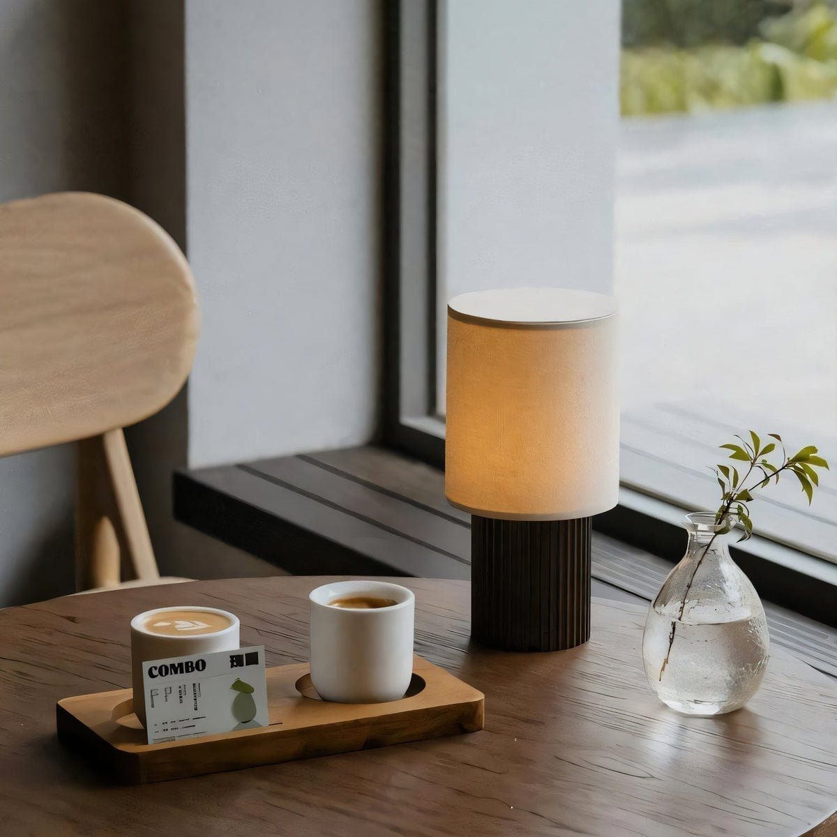 Ripples Wood & Fabric Table Lamp