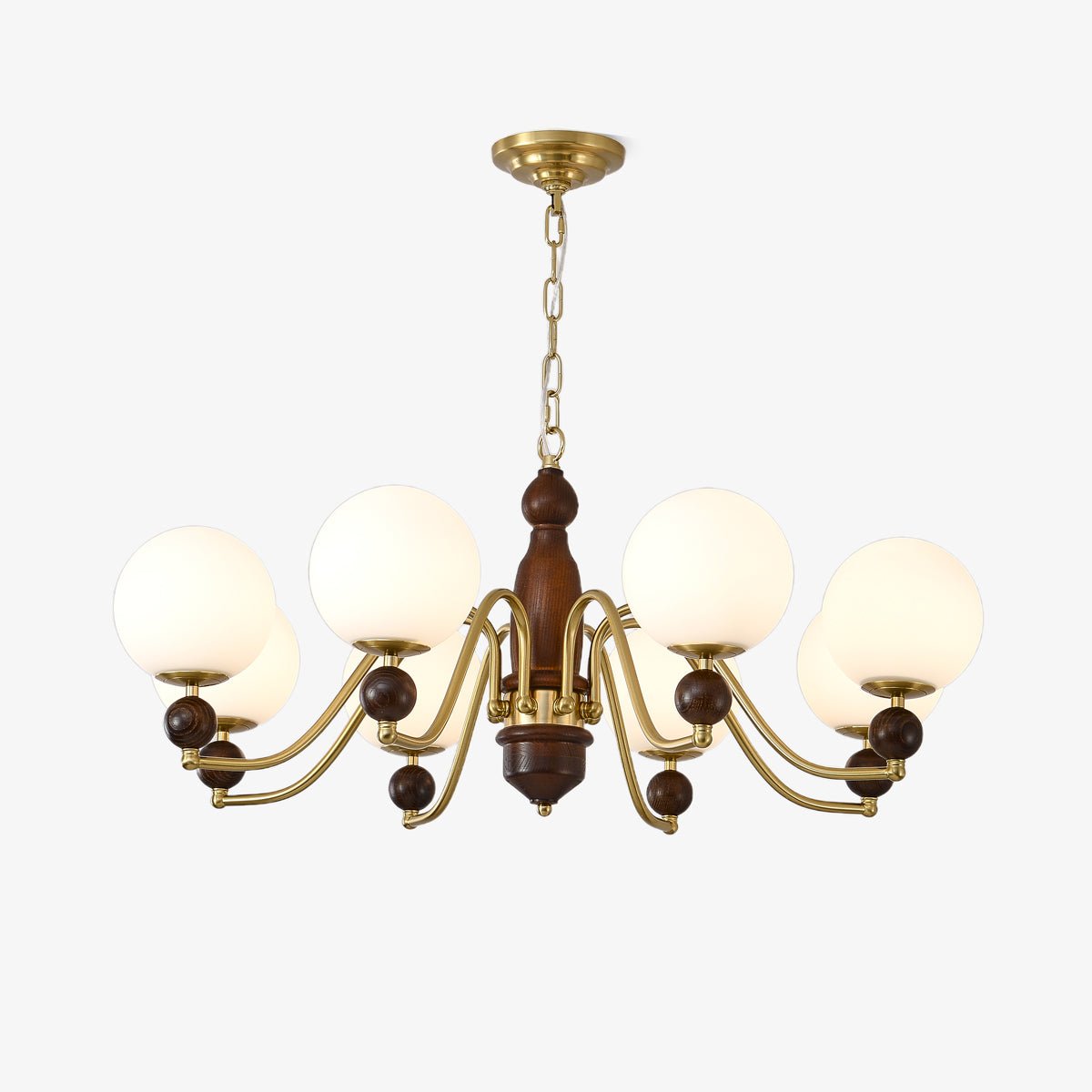 Goswen Chandelier Wood & Brass Globe