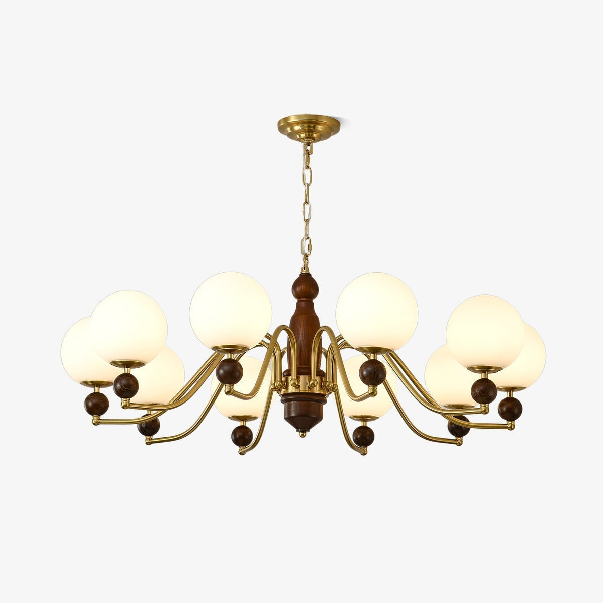 Goswen Chandelier Wood & Brass Globe