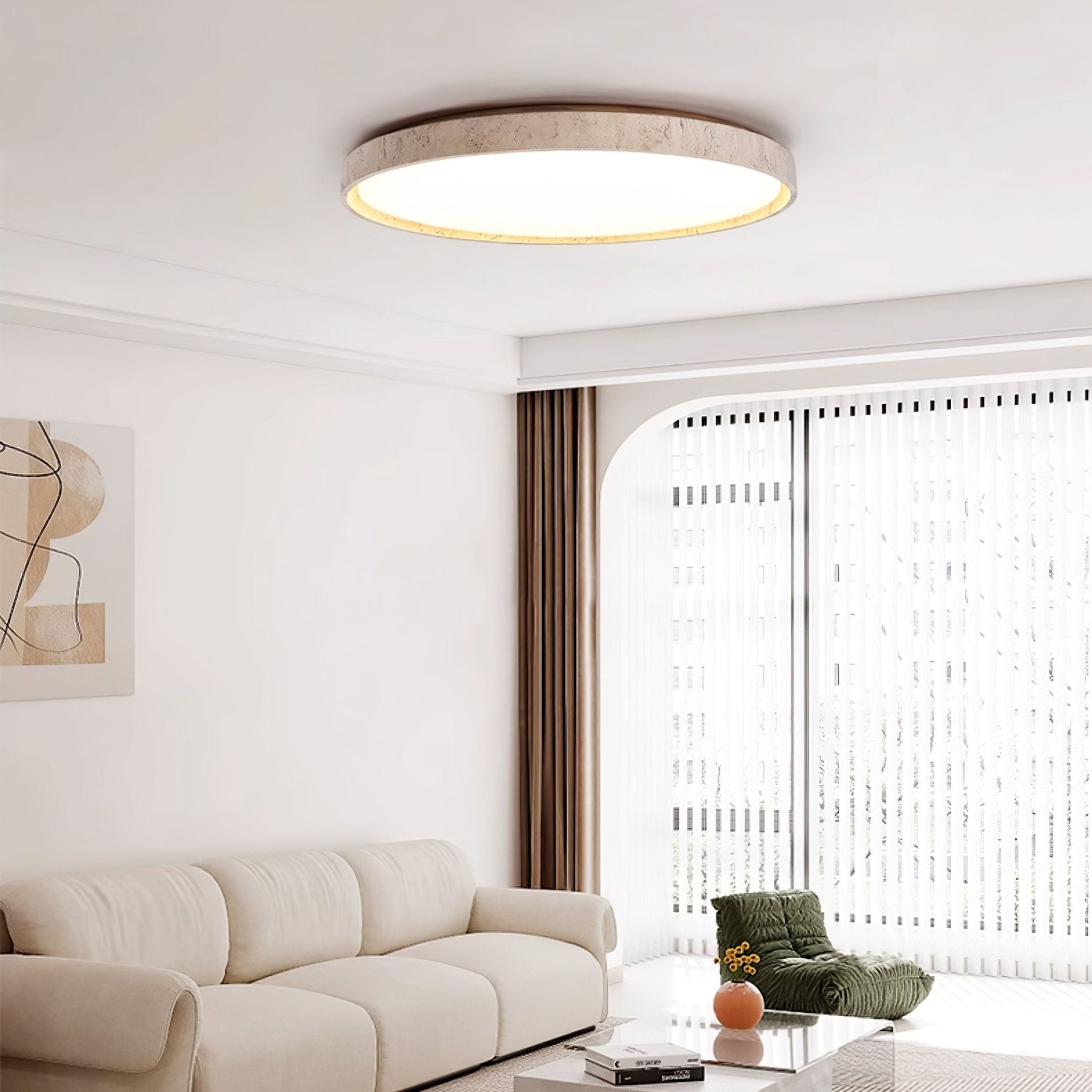 Kathy  Travertine Round Ceiling Light
