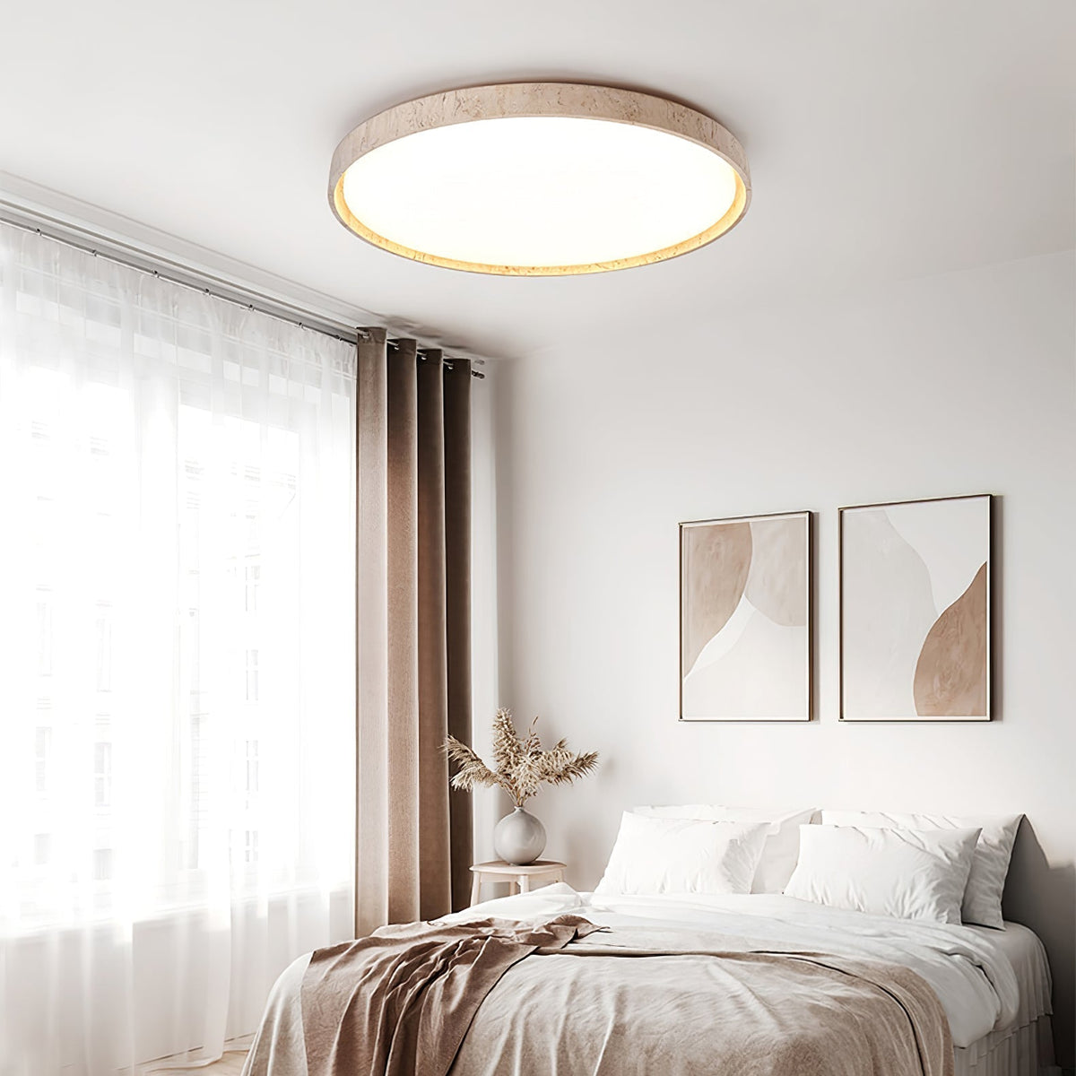 Kathy  Travertine Round Ceiling Light