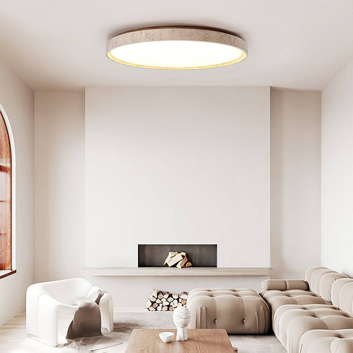 Kathy  Travertine Round Ceiling Light