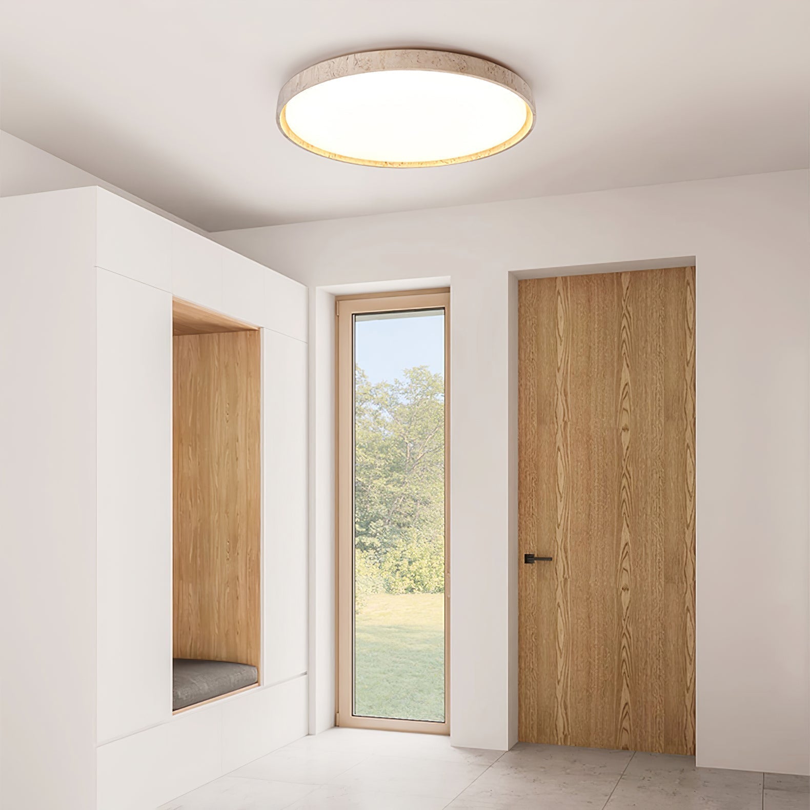 Kathy  Travertine Round Ceiling Light
