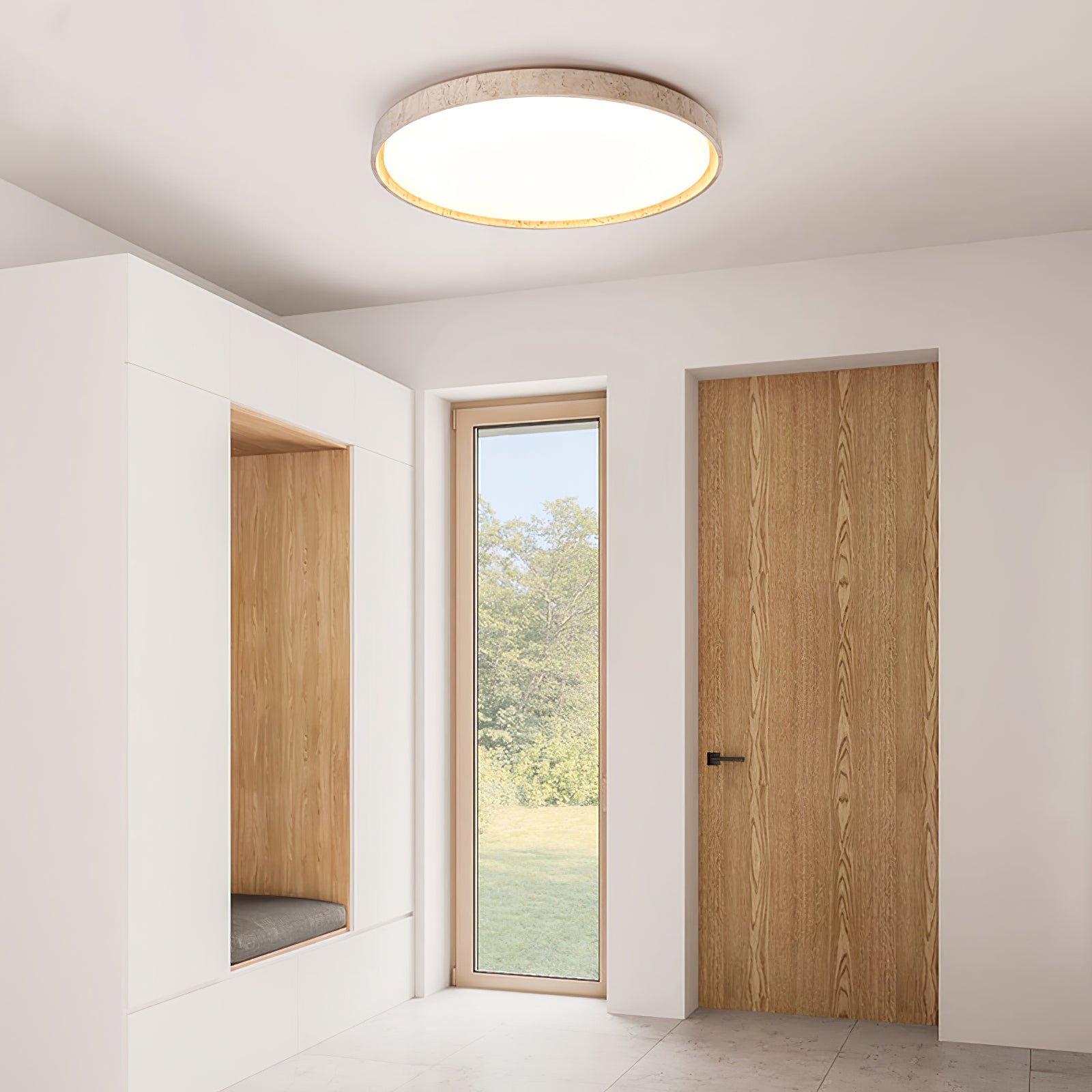 Kathy  Travertine Round Ceiling Light