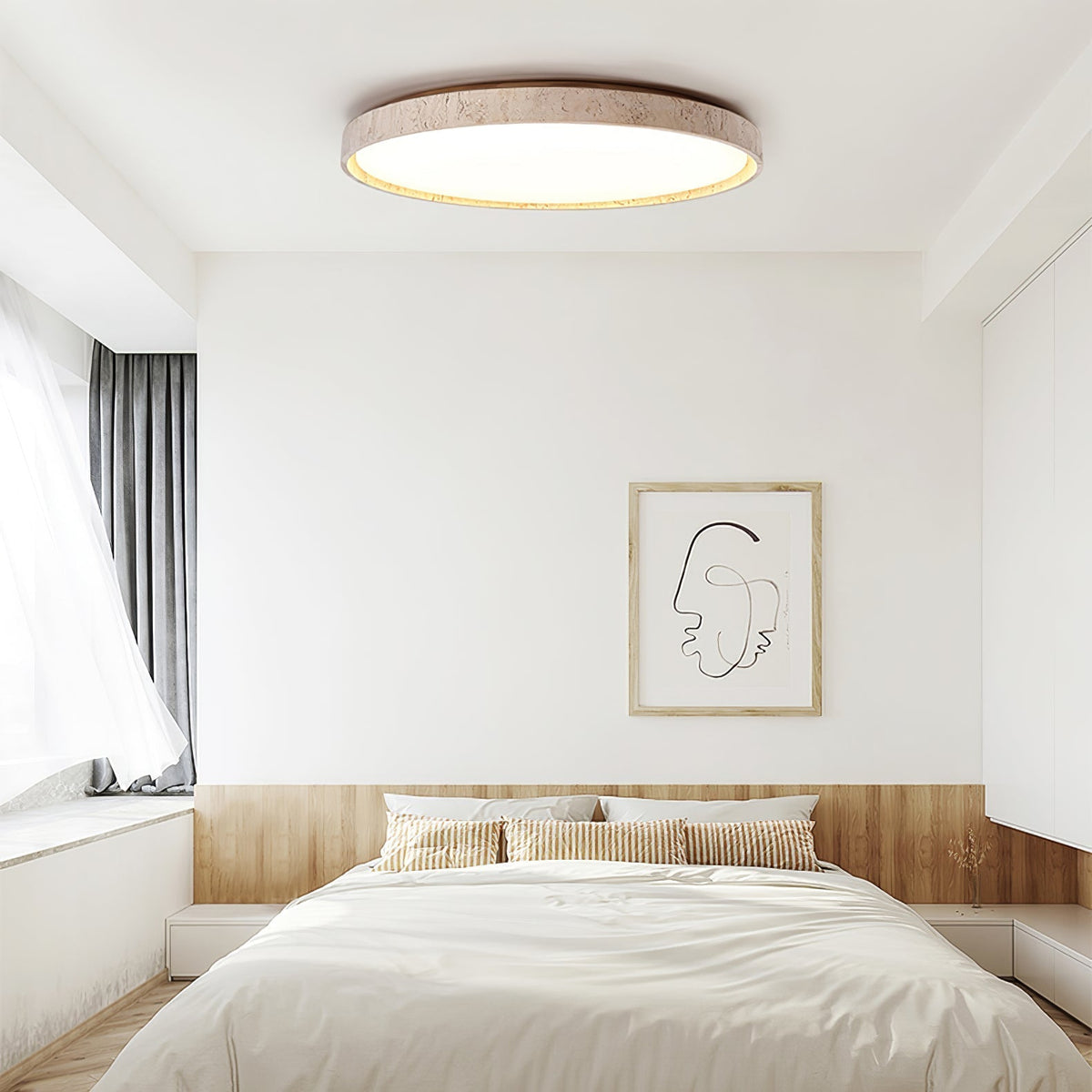Kathy  Travertine Round Ceiling Light