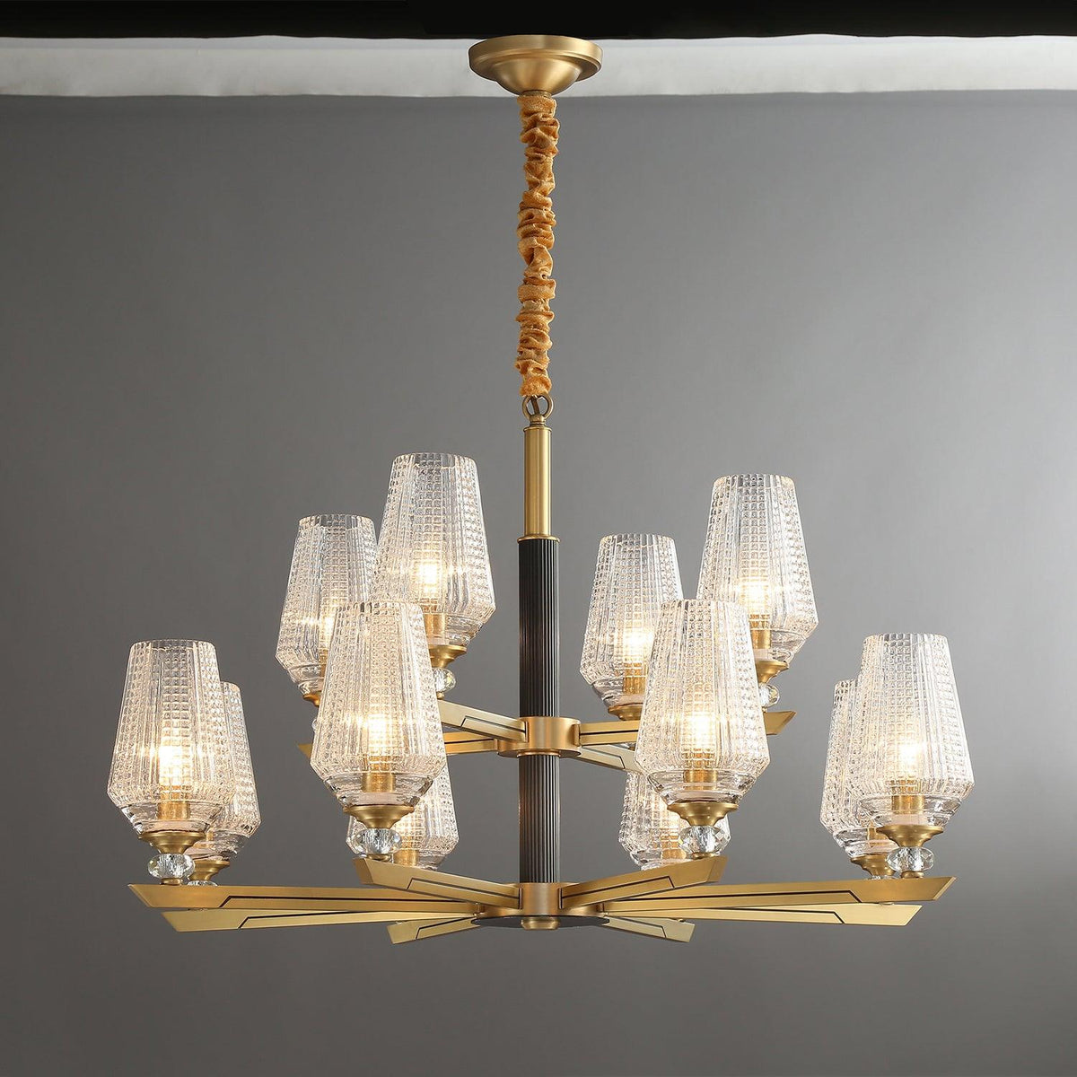 Astra Luxury Hexa Brass Chandelier